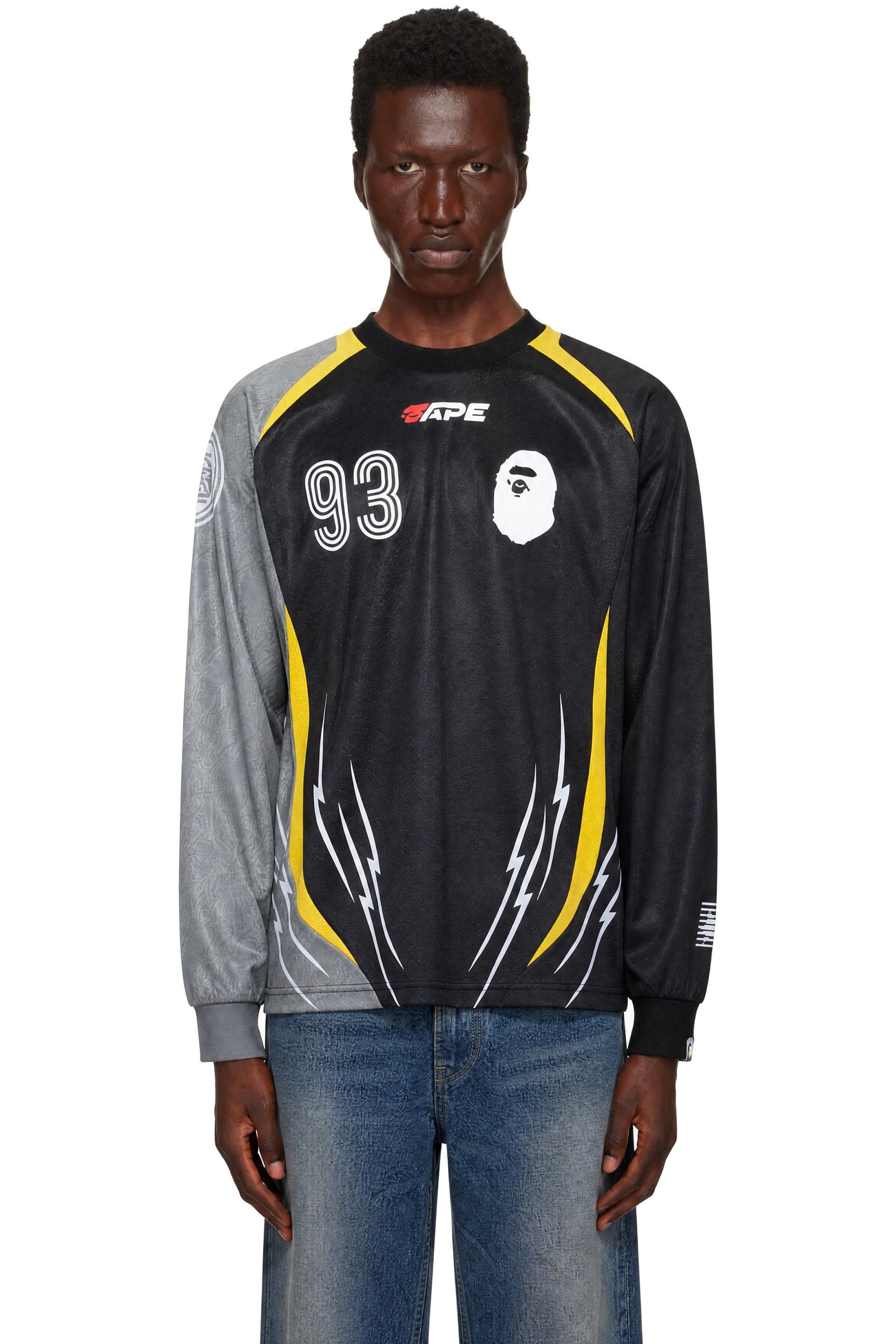 BAPE - Black Multi Logo Relaxed Fit Football Jersey