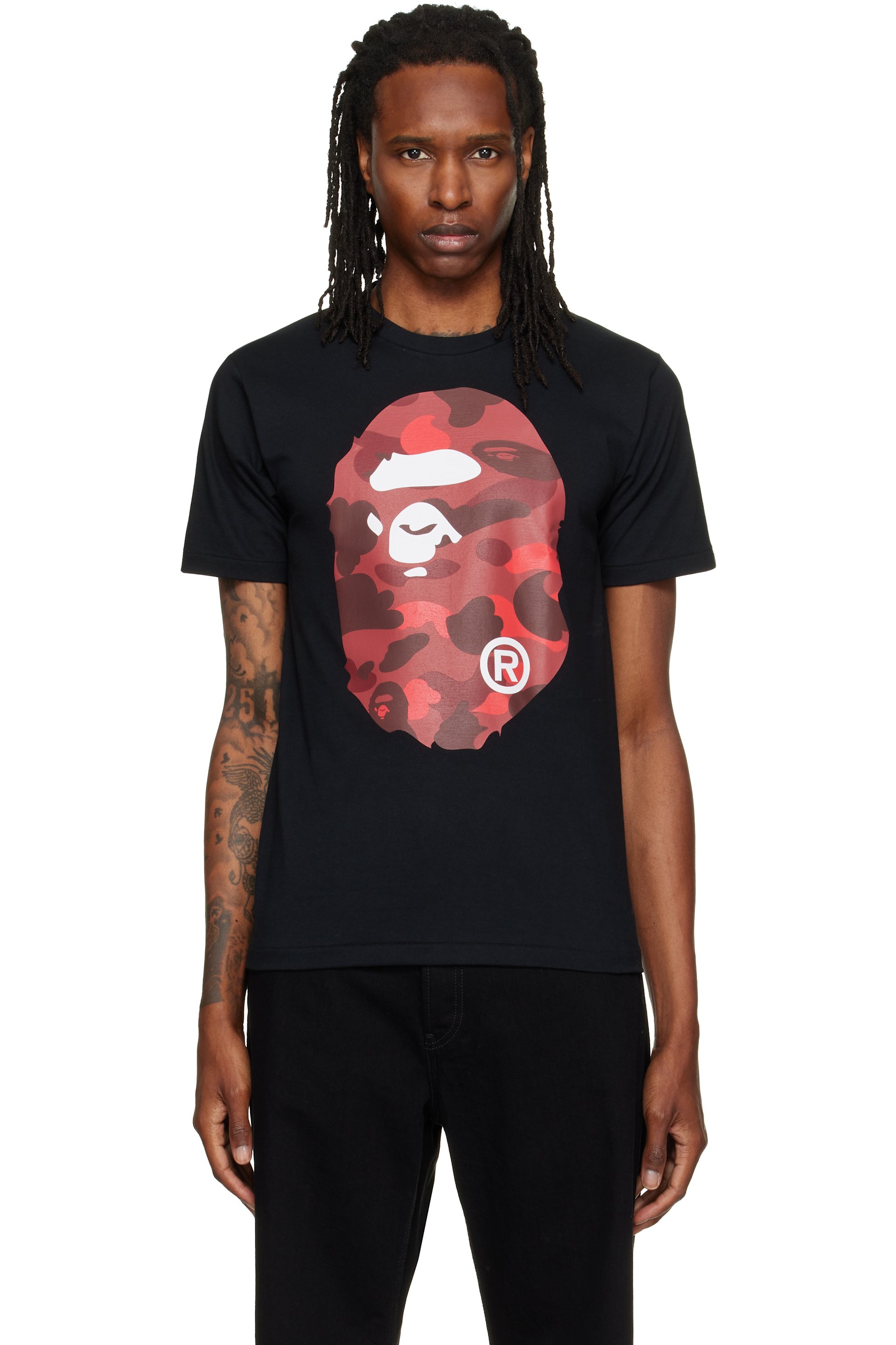 BAPE - T-shirt noir à logos à motif camouflage Color