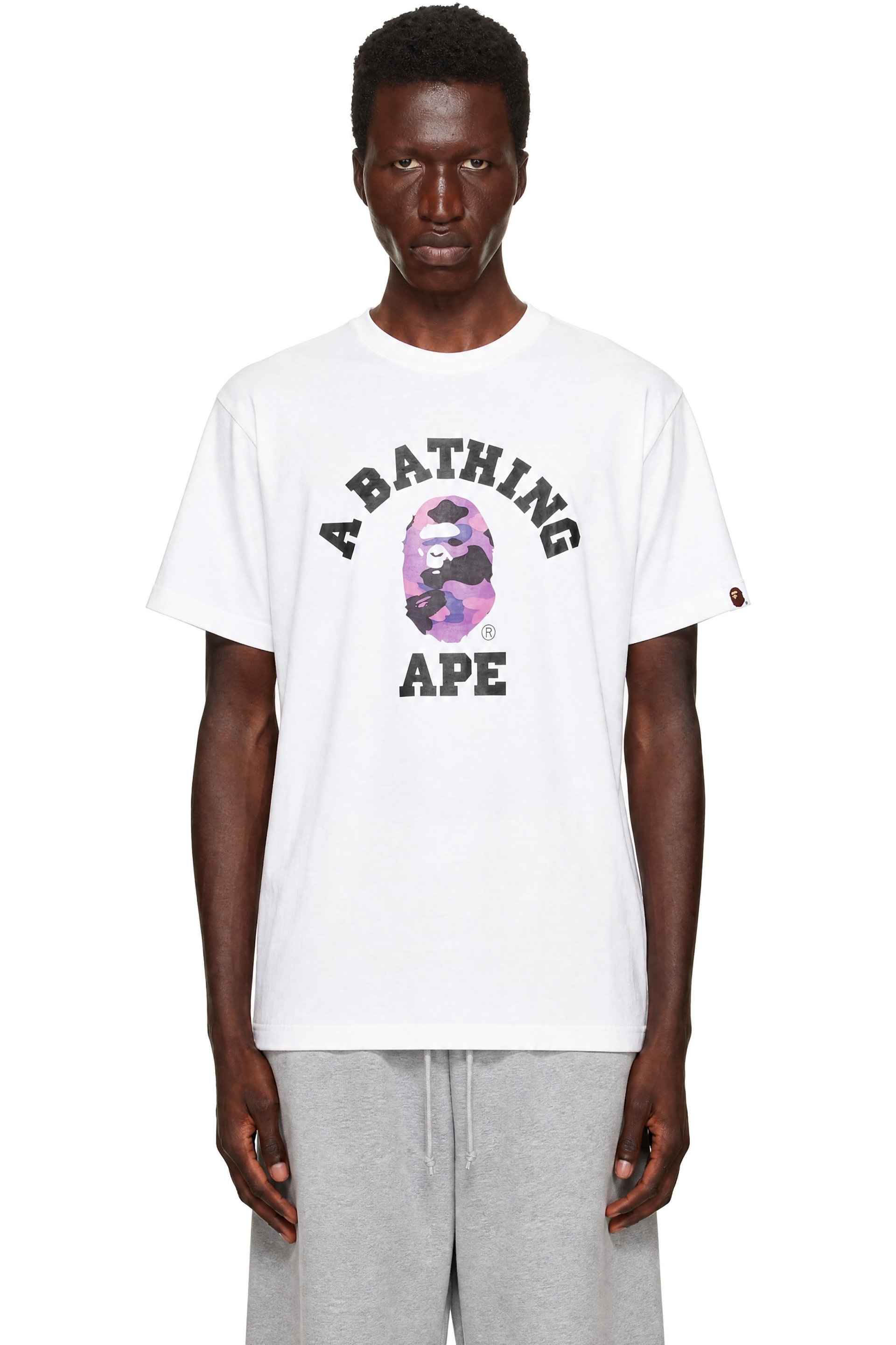 BAPE - White Color Camo College T-shirt