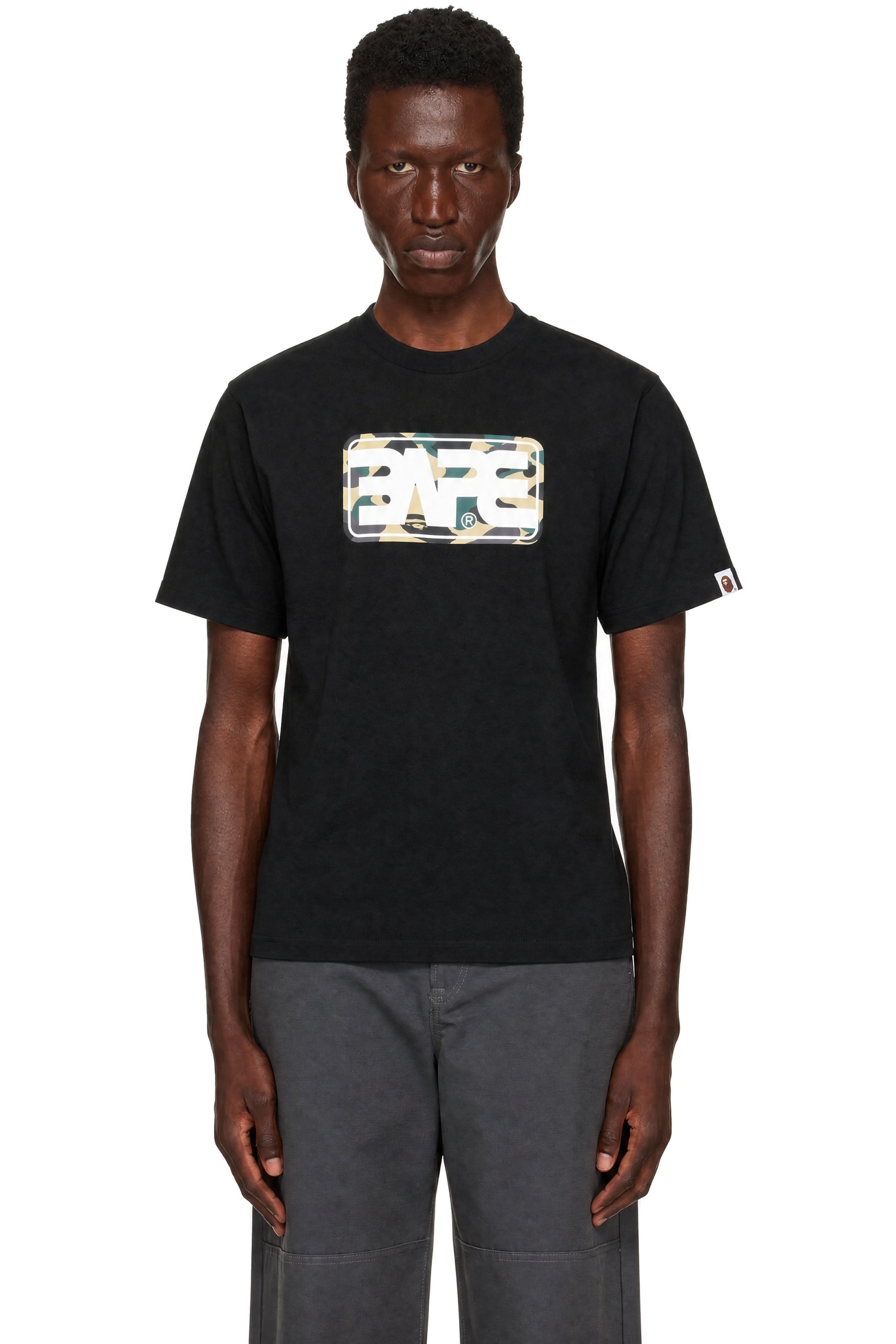 BAPE - Black 1st Camo Round Box Logo T-shirt