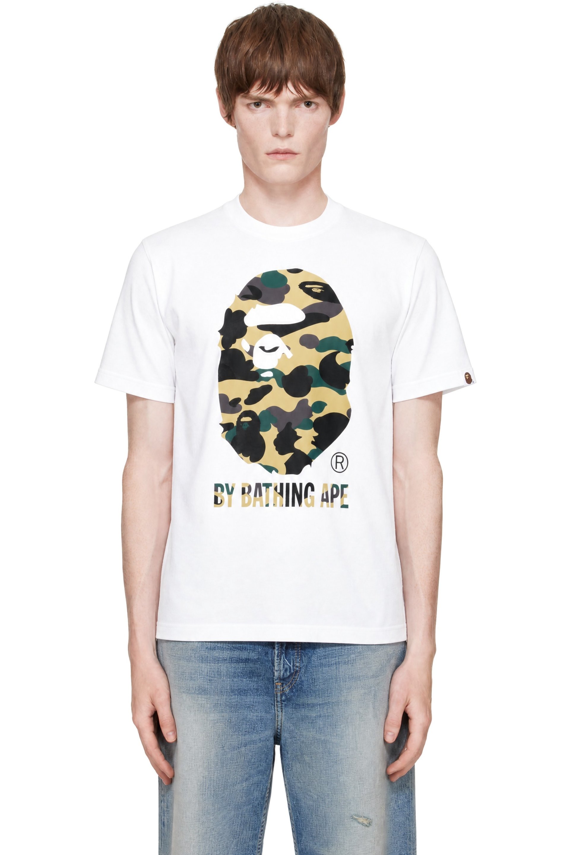 BAPE - T-shirt blanc à motif camouflage 1st