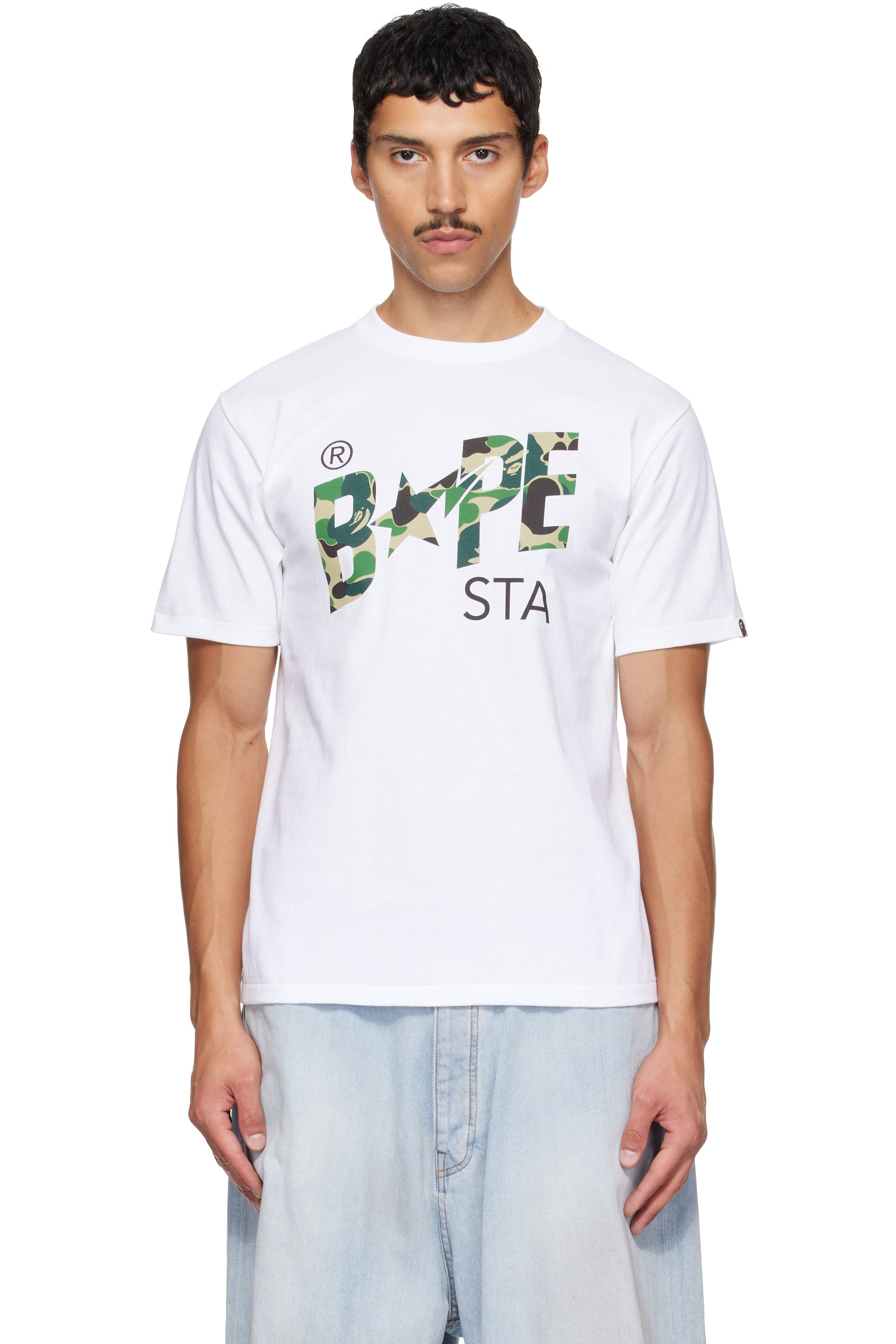 BAPE - White ABC Camo 'BAPE STA' T-shirt