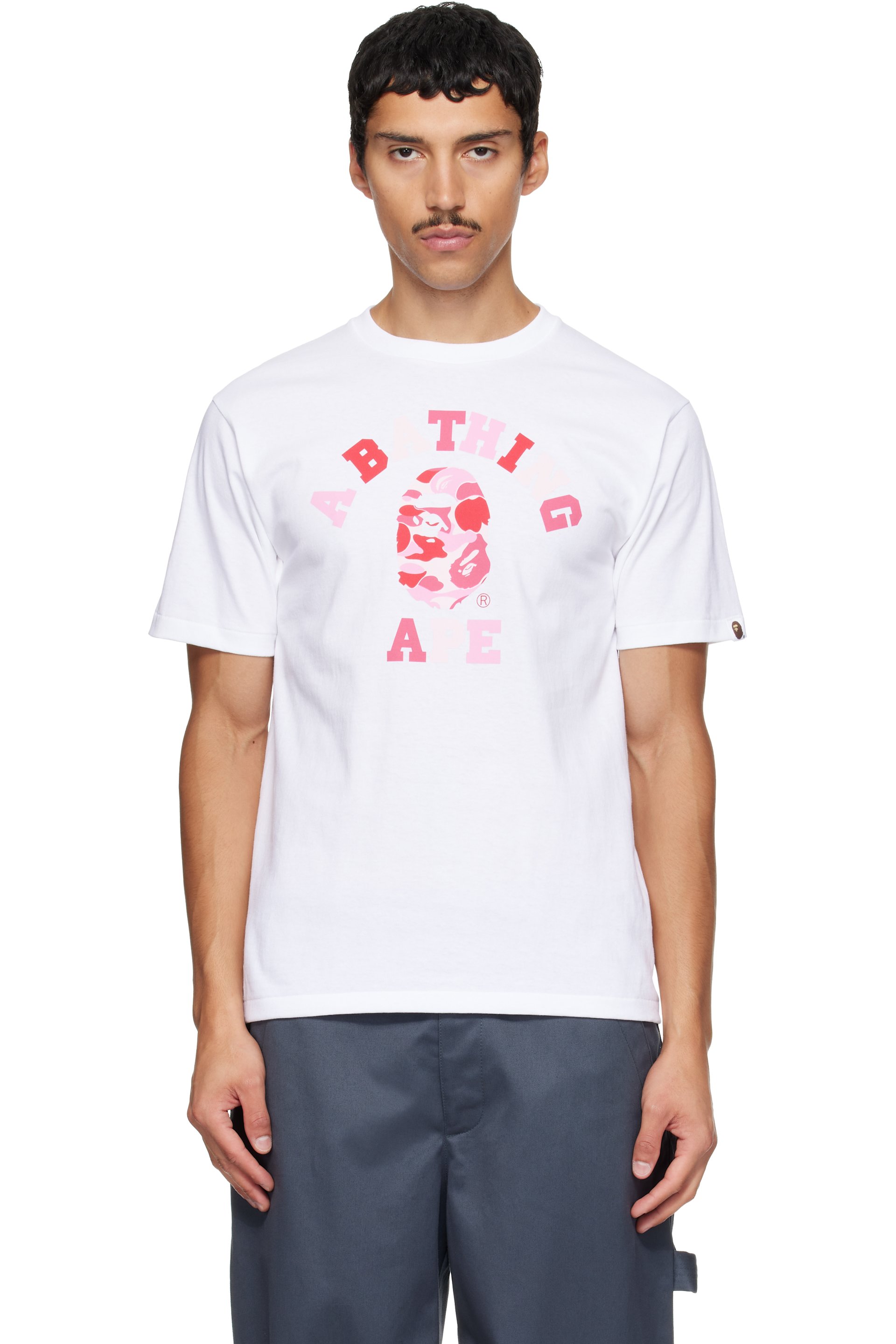 BAPE - White ABC Camo College T-shirt