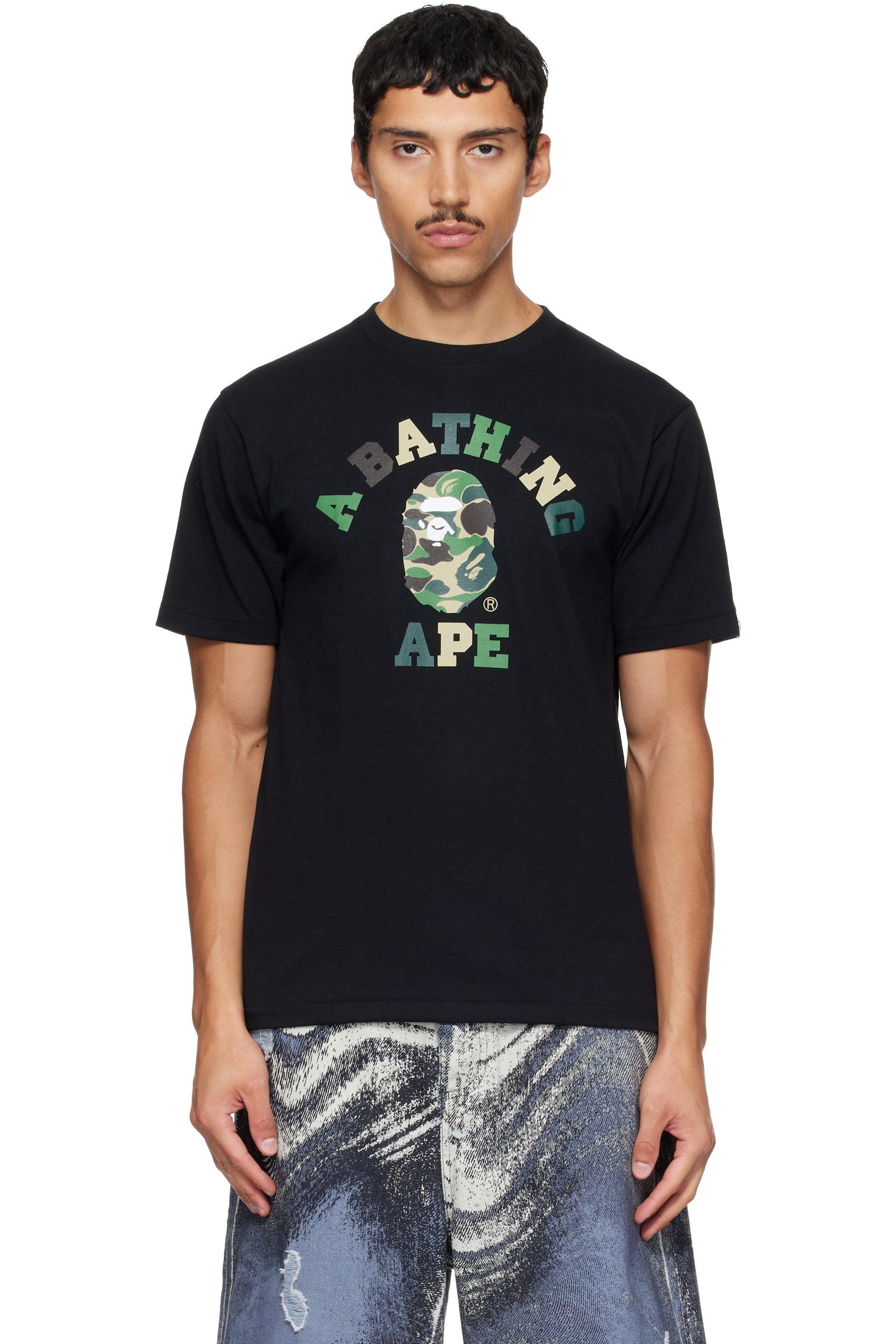 BAPE - Black ABC Camo College T-shirt