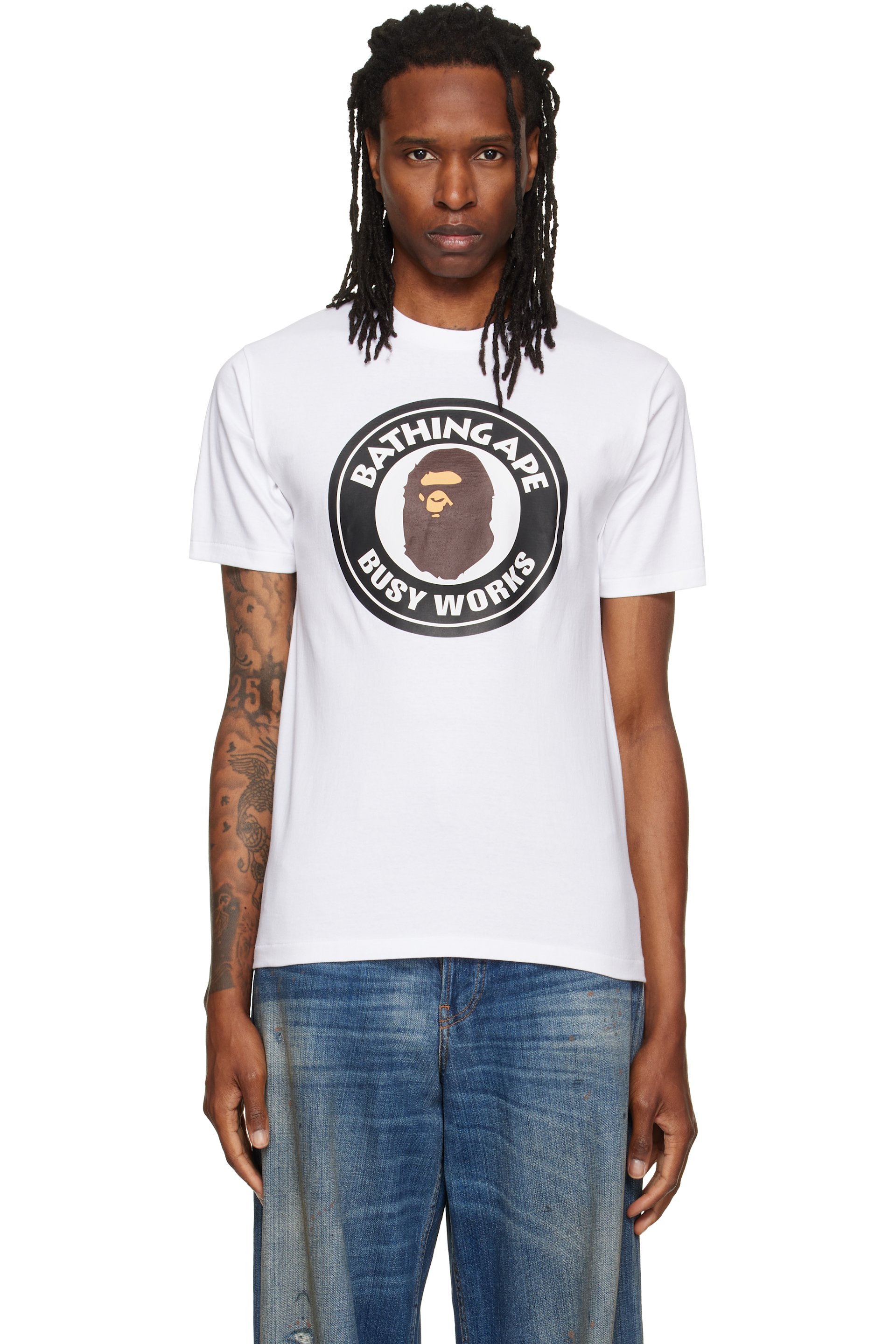 BAPE - T-shirt Busy blanc