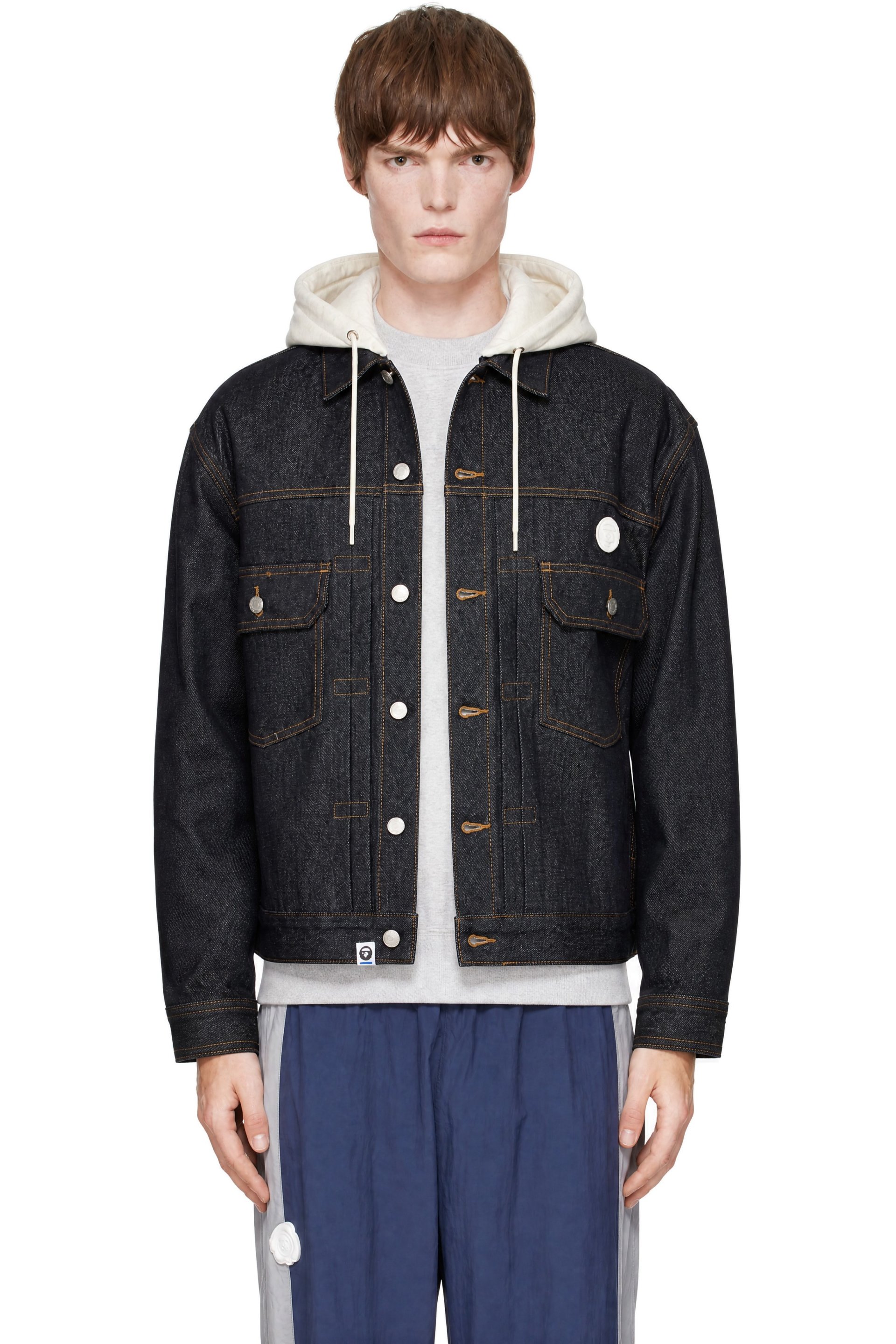 AAPE by A Bathing Ape - Navy 'AAPENOW' Light Weight Denim Jacket