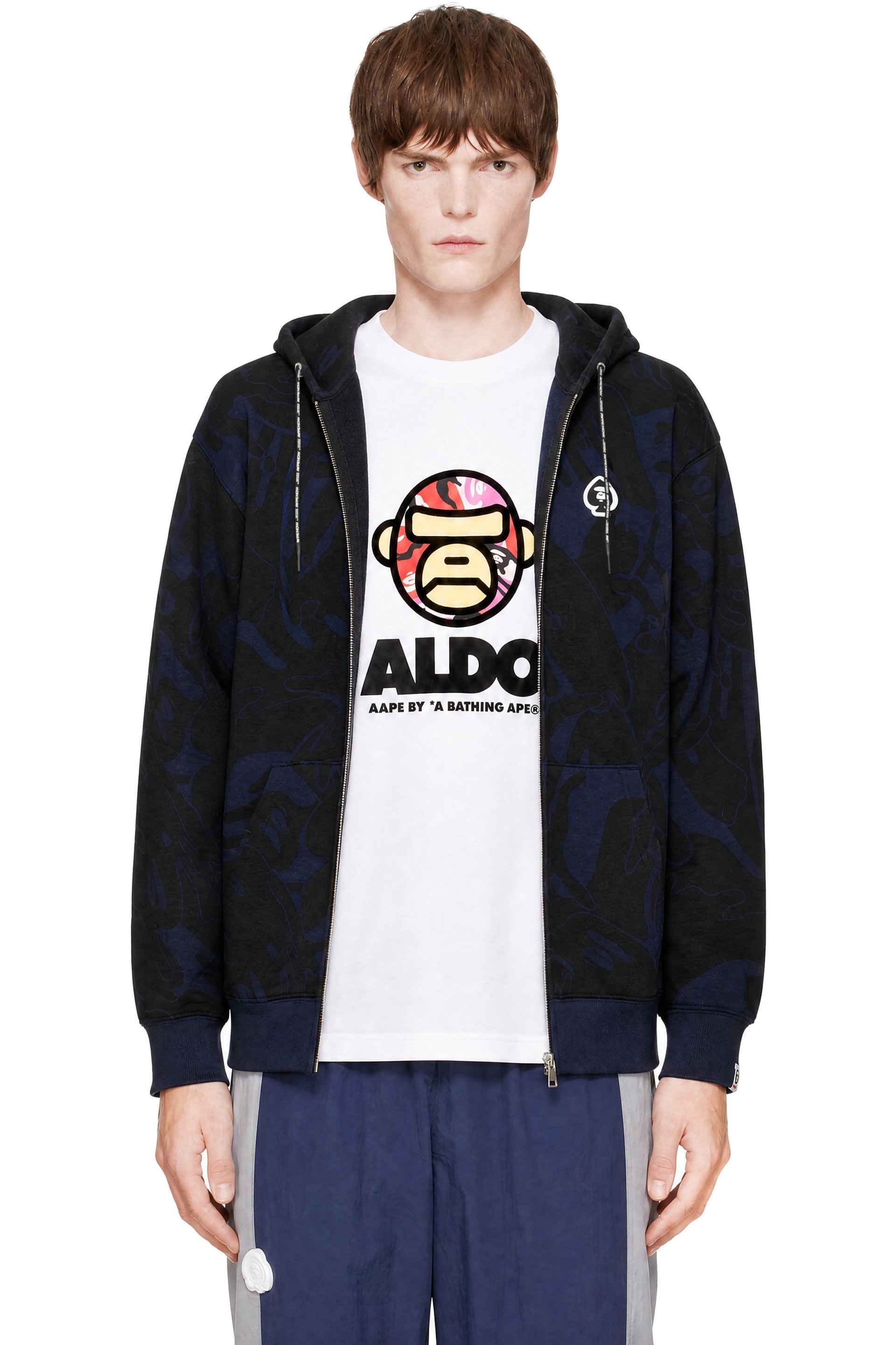 AAPE by A Bathing Ape - Black 'AAPENOW' Spades Moonface Camo Hoodie
