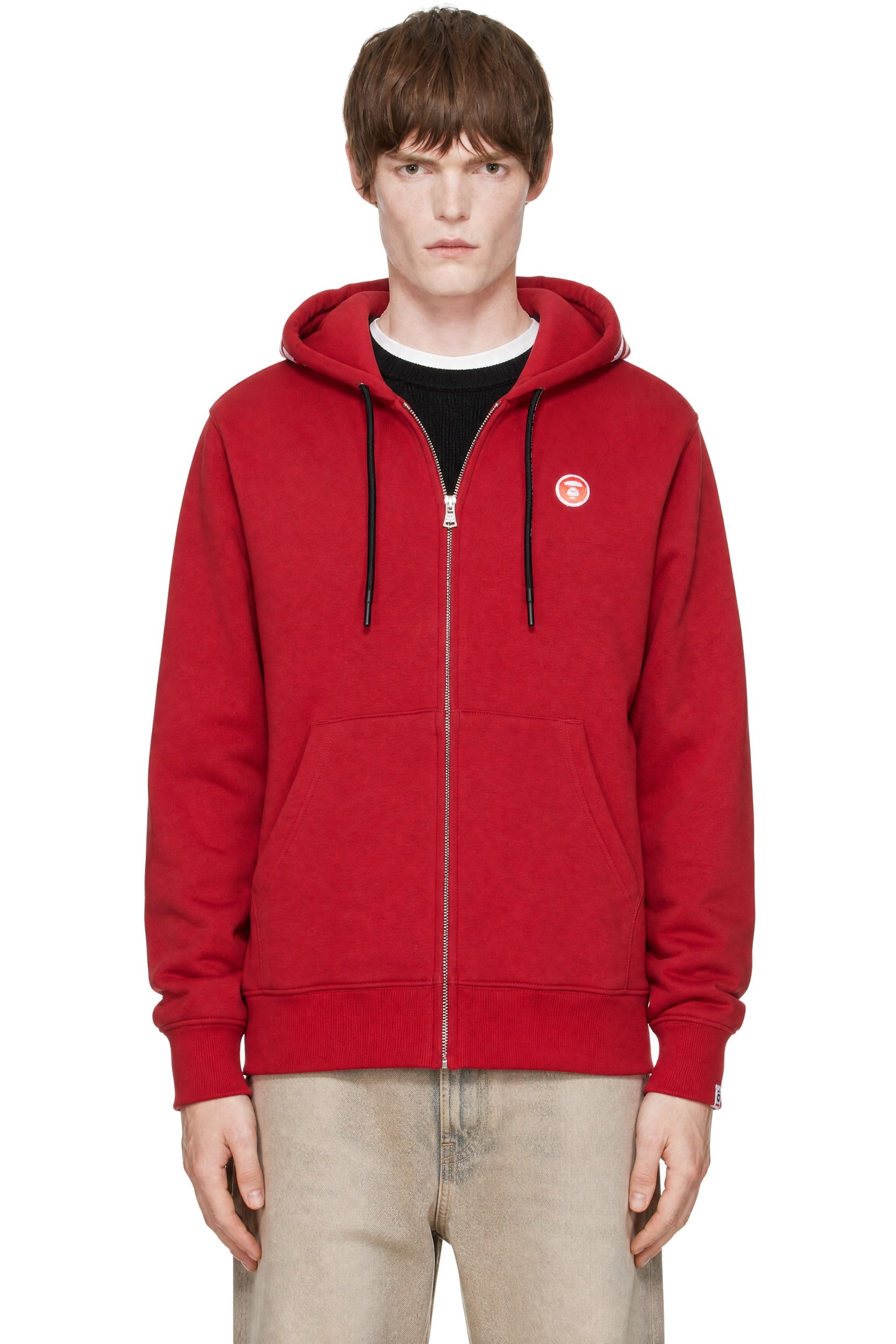AAPE by A Bathing Ape - Red 'AAPENOW' Zip Up Hoodie