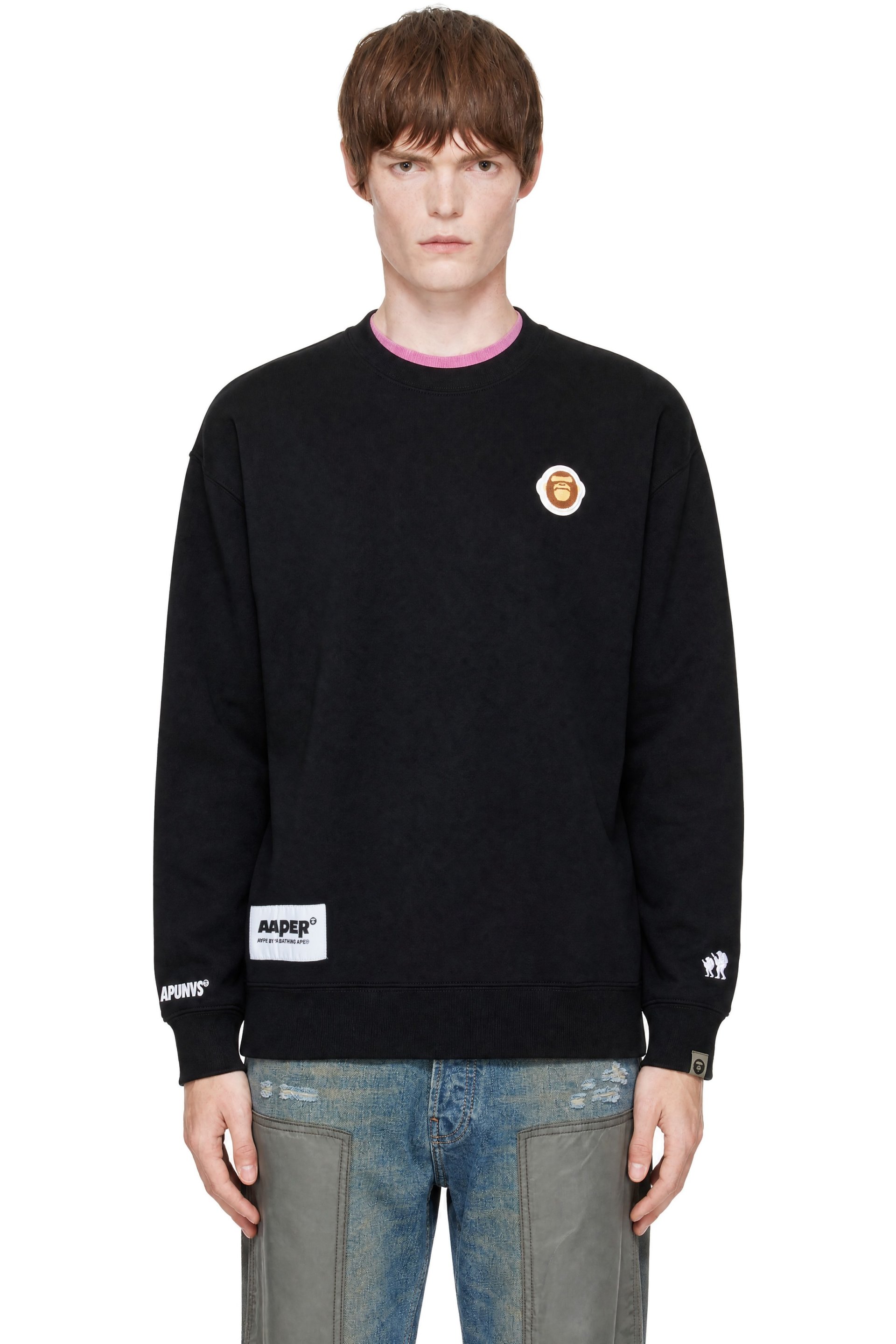 AAPE by A Bathing Ape - Pull molletonné noir à logo AAPER