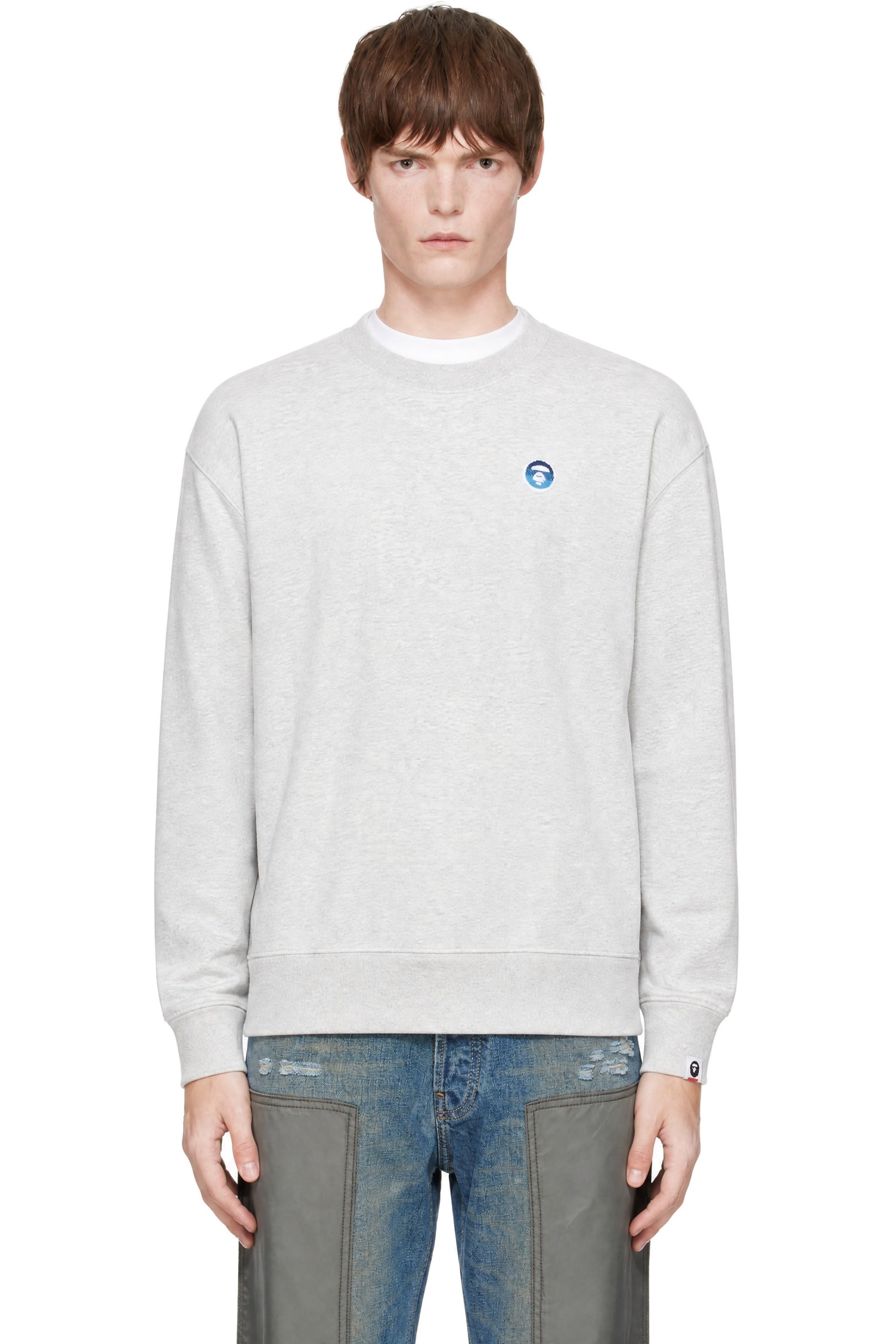 AAPE by A Bathing Ape - Off-White 'AAPENOW' Moonface Crewneck Sweatshirt
