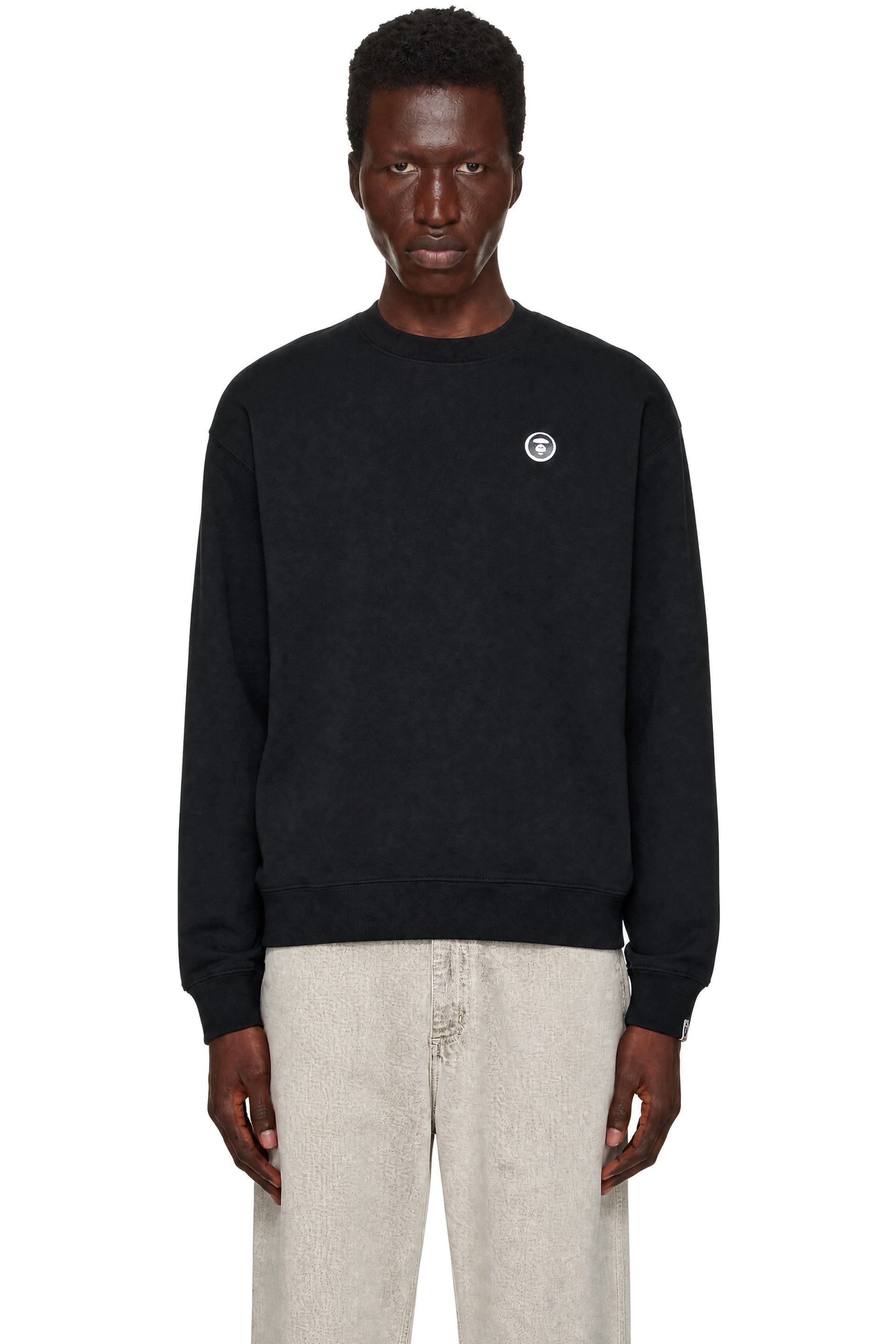 AAPE by A Bathing Ape - Black 'AAPENOW' Moonface Crewneck Sweatshirt