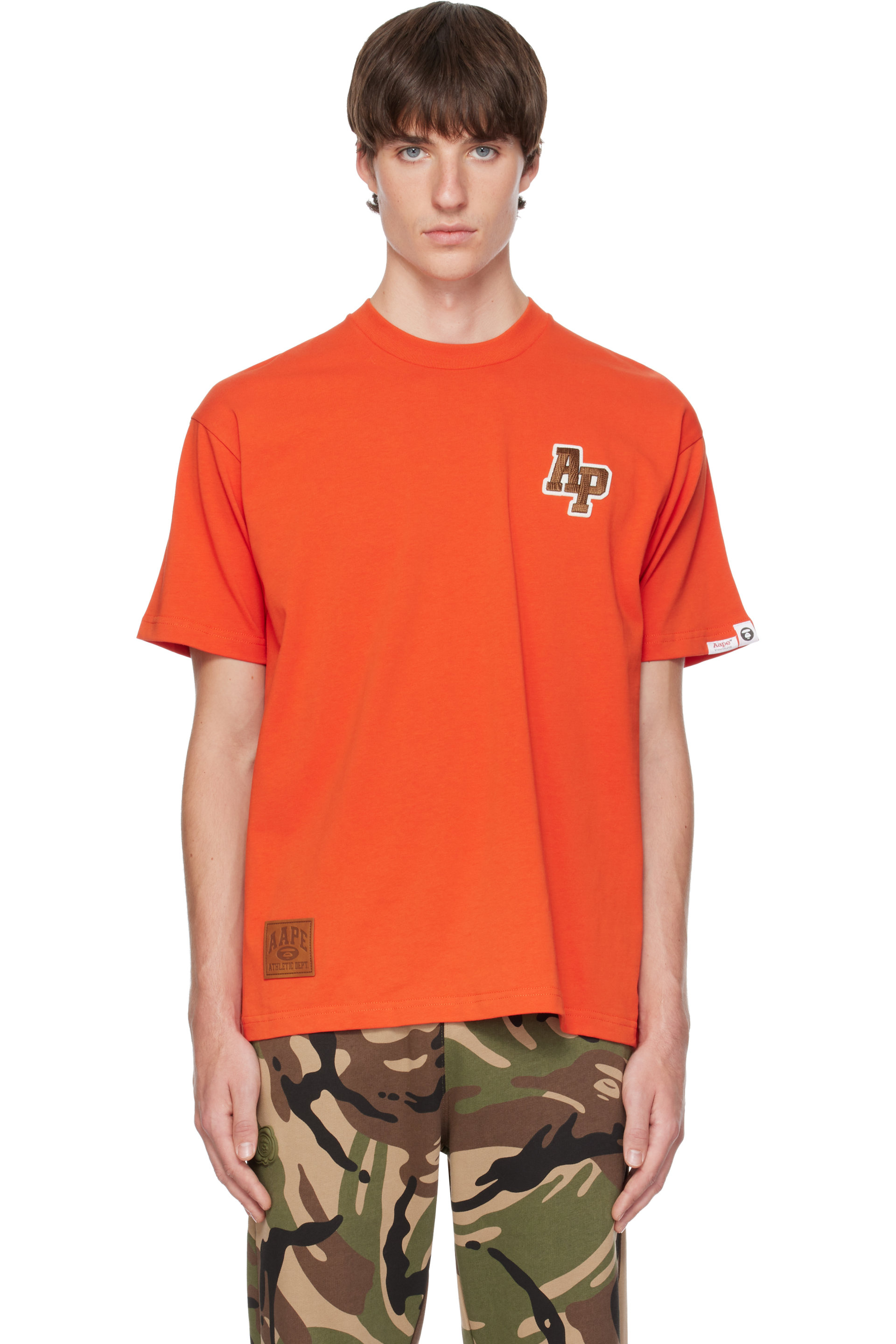 AAPE by A Bathing Ape - Orange Embroidered Logo T-shirt