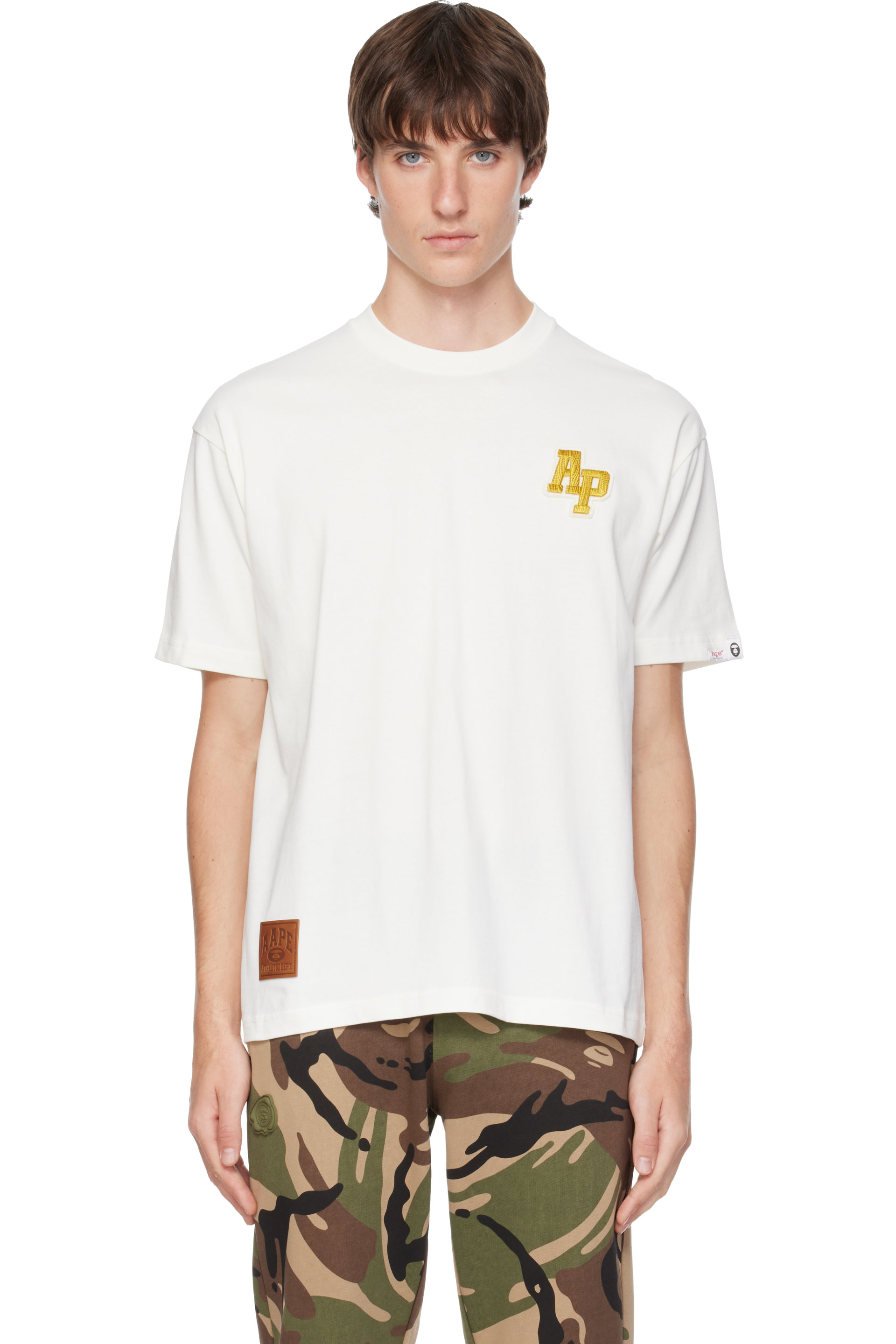 AAPE by A Bathing Ape - White Embroidered Logo T-shirt