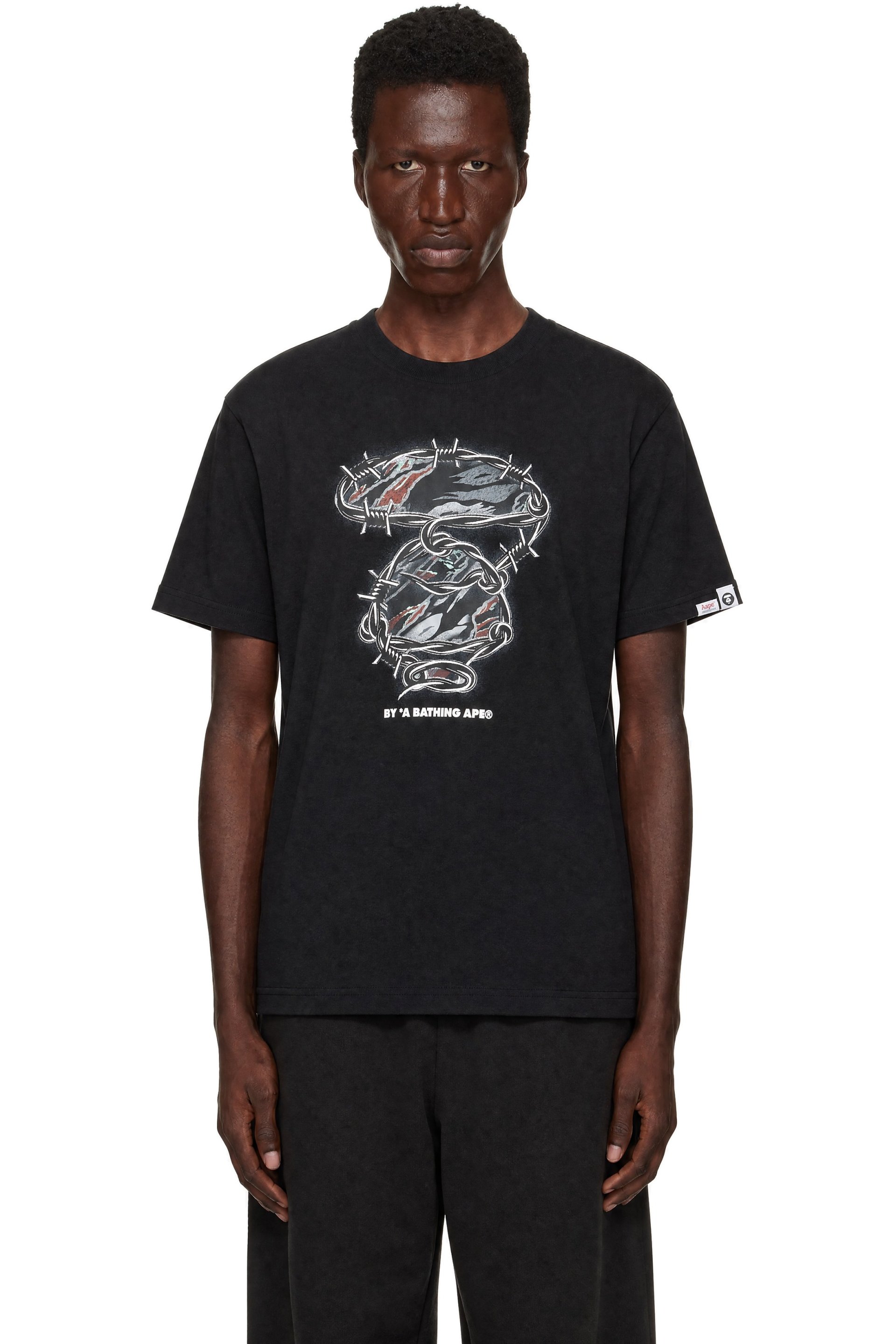 AAPE by A Bathing Ape - Black 'AAPEUNVS' Moonface Main T-shirt