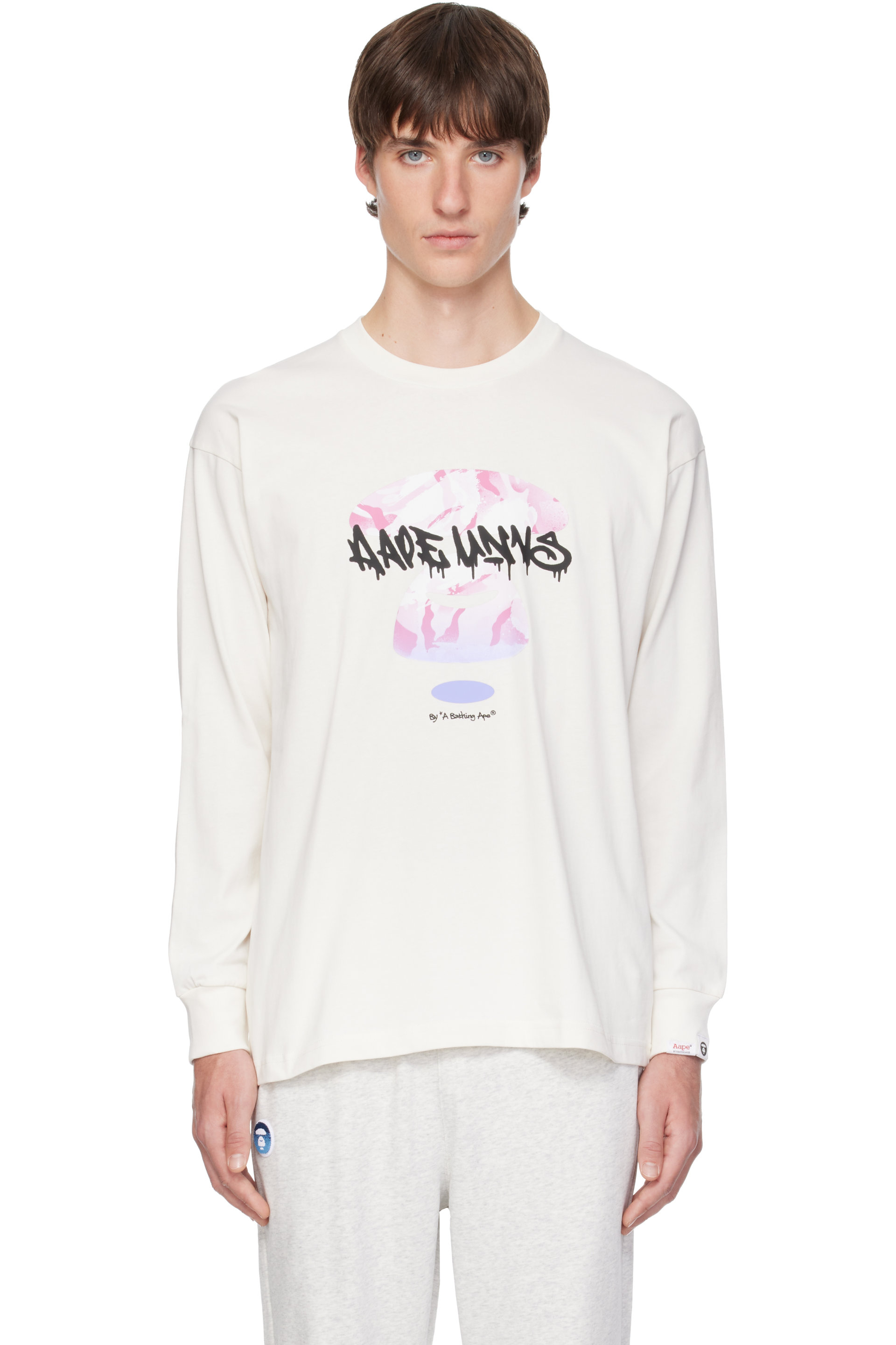 AAPE by A Bathing Ape - White AAPE Main Skate Long T-shirt