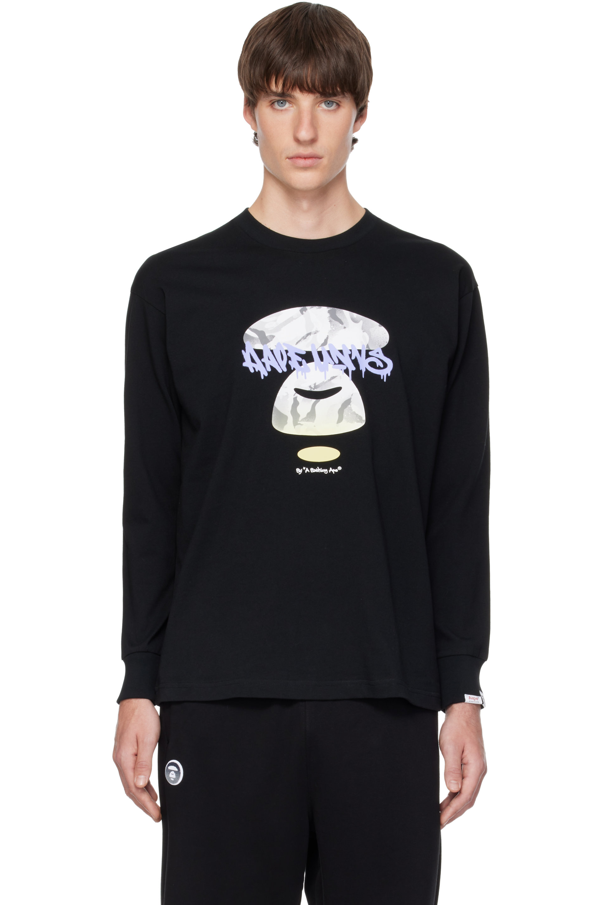 AAPE by A Bathing Ape - Black Main Skate Long T-shirt
