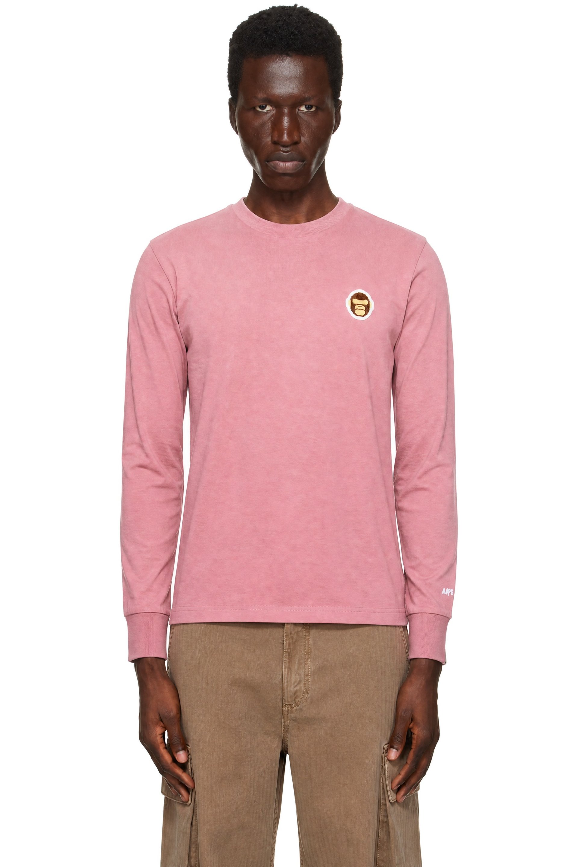 AAPE by A Bathing Ape - Pink 'AAPER' Long Sleeve T-shirt
