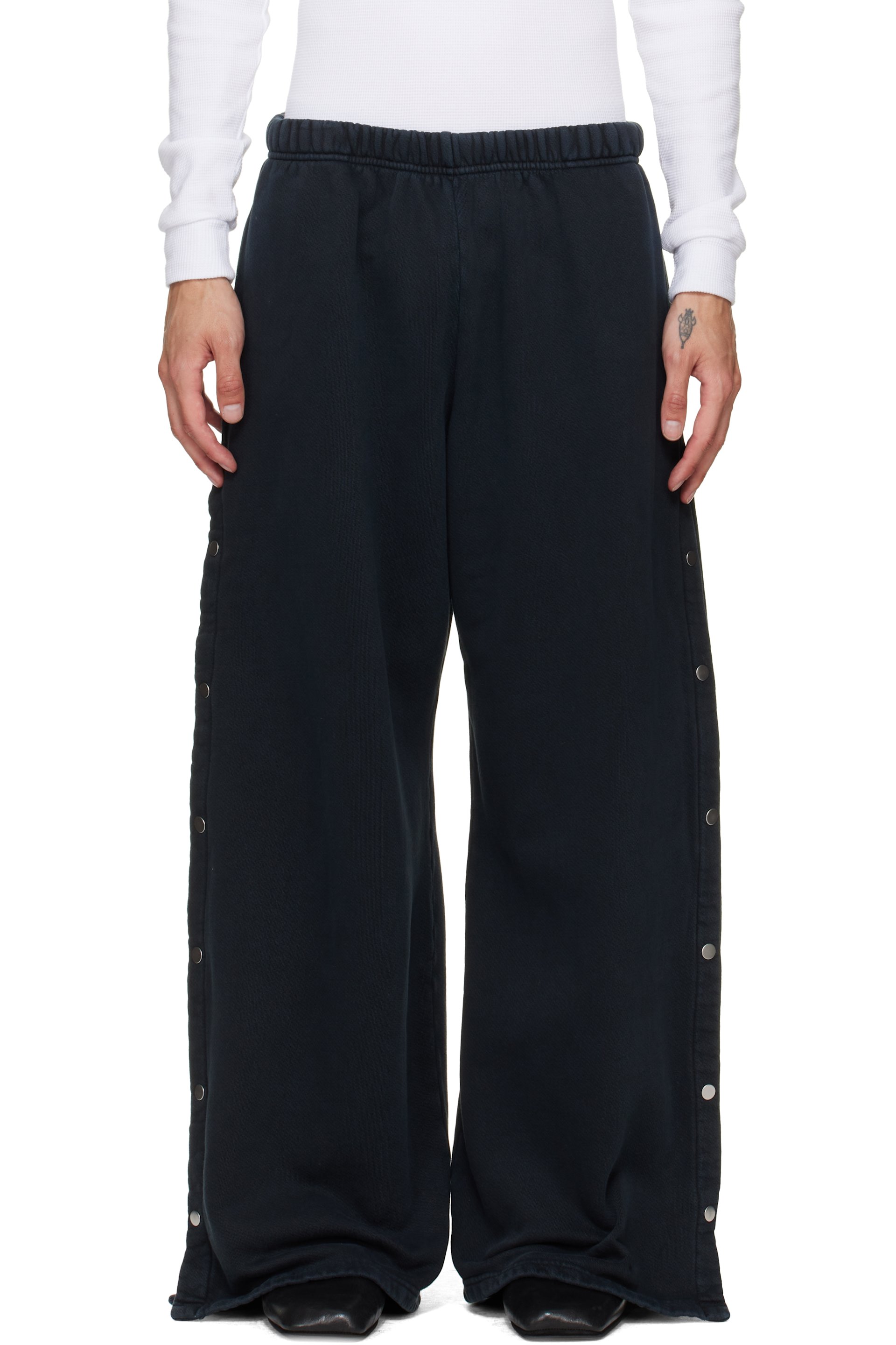 Les Tien - Black Heavyweight Party Snap Sweatpants