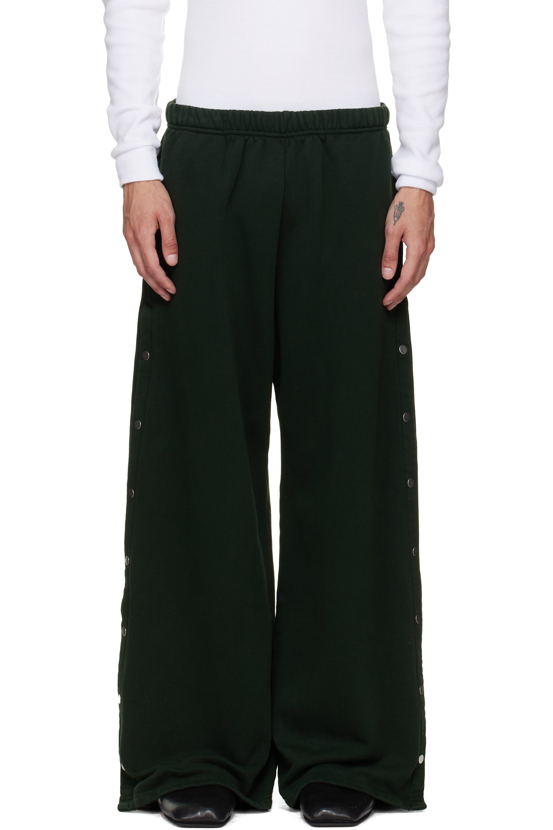 Les Tien - Green Heavyweight Party Snap Sweatpants