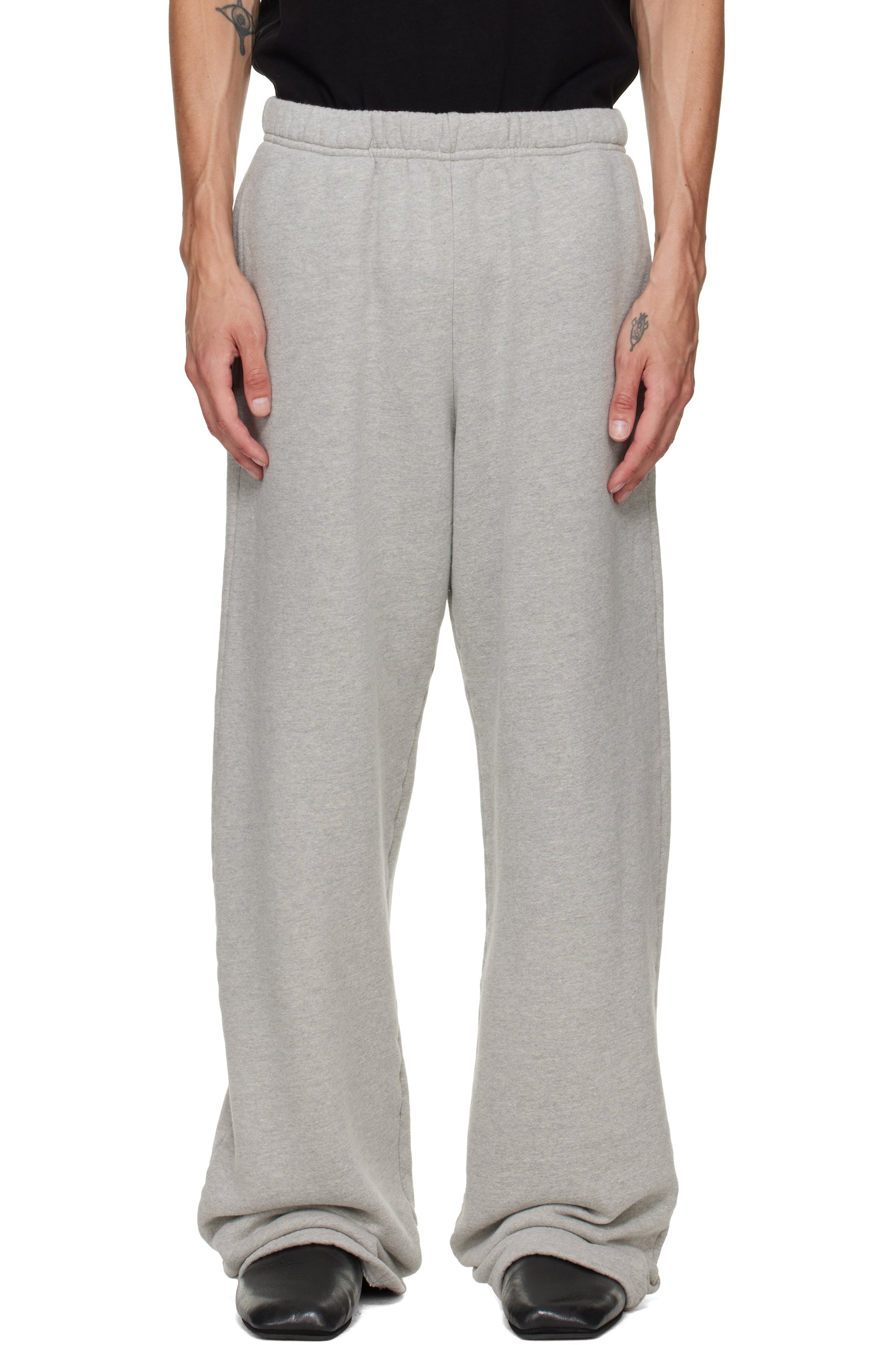 Les Tien - Pantalon de survêtement épais gris à revers prolongés