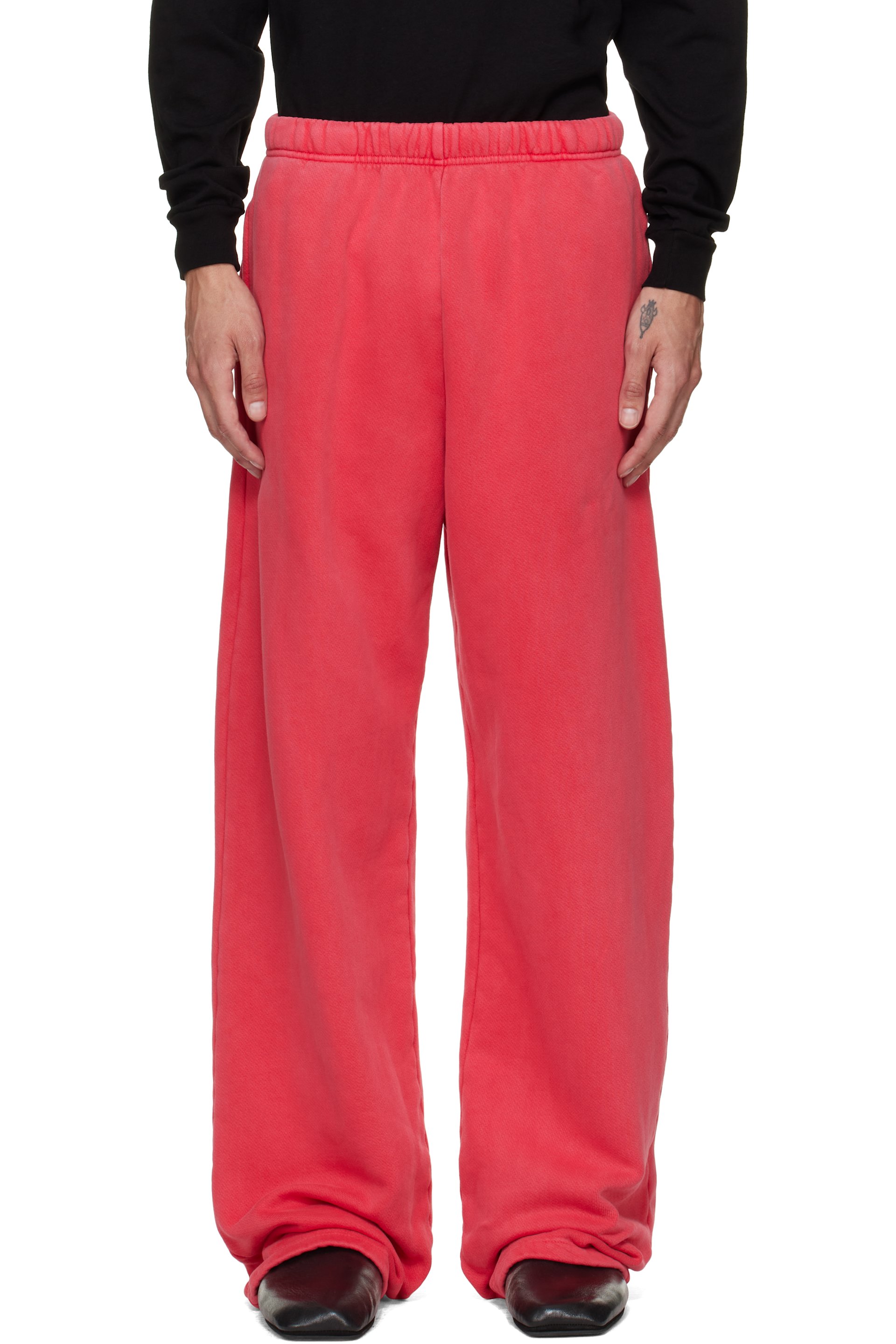 Les Tien - Pantalon de survêtement épais rose à revers prolongés
