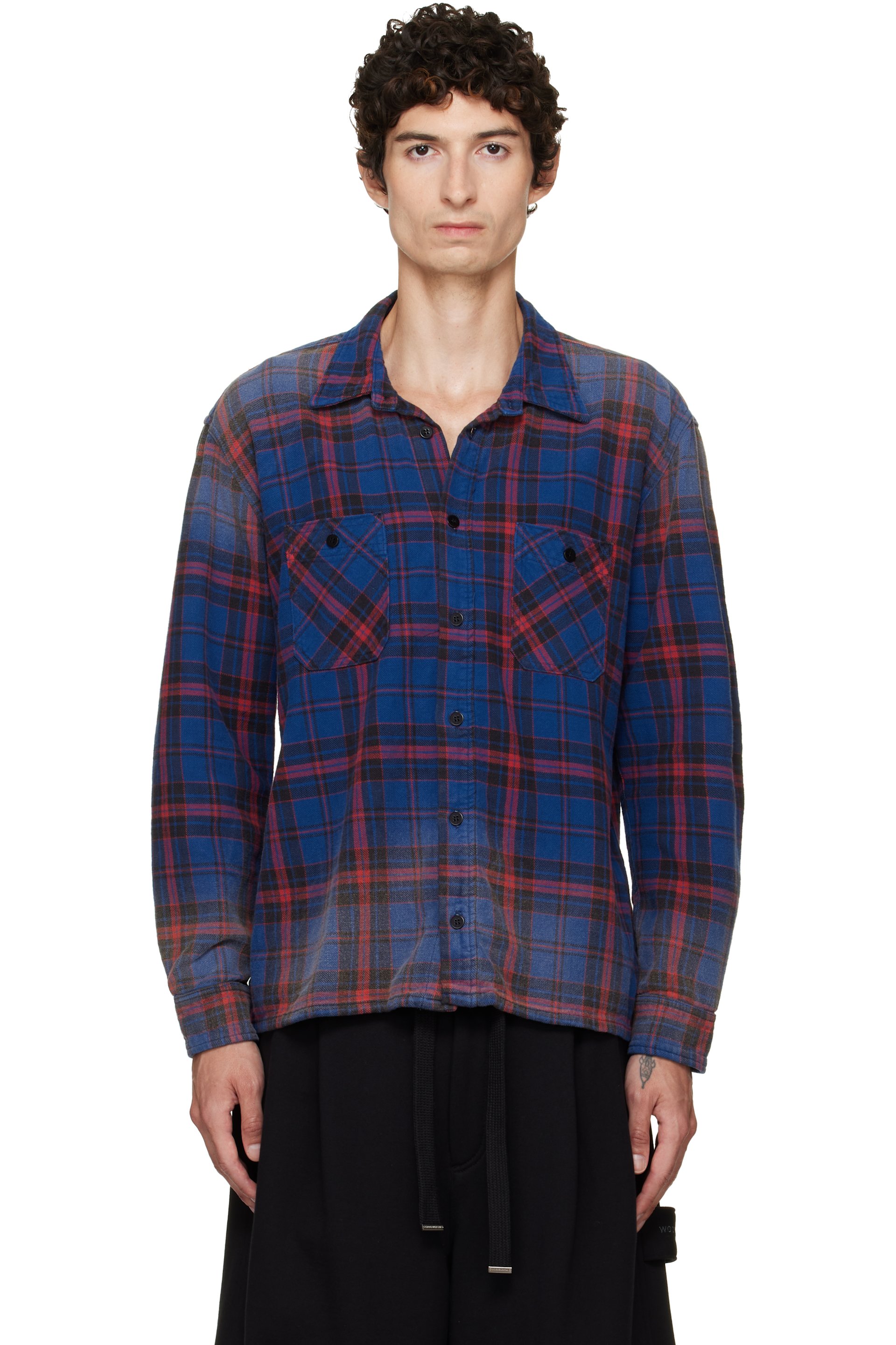 Les Tien - Blue Flannel Classic Button Up Shirt
