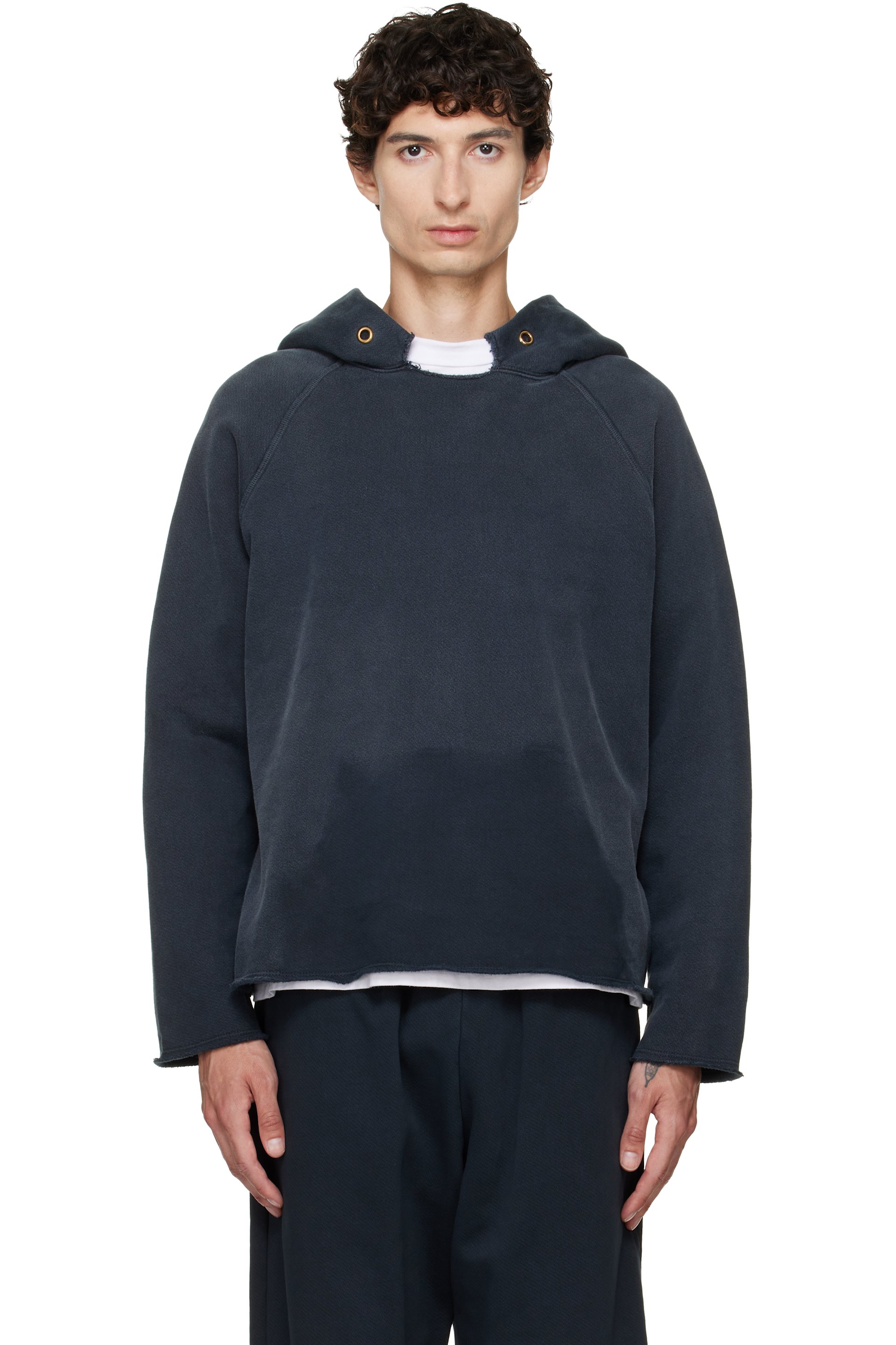 Les Tien - Black Heavyweight Raw Raglan Hoodie