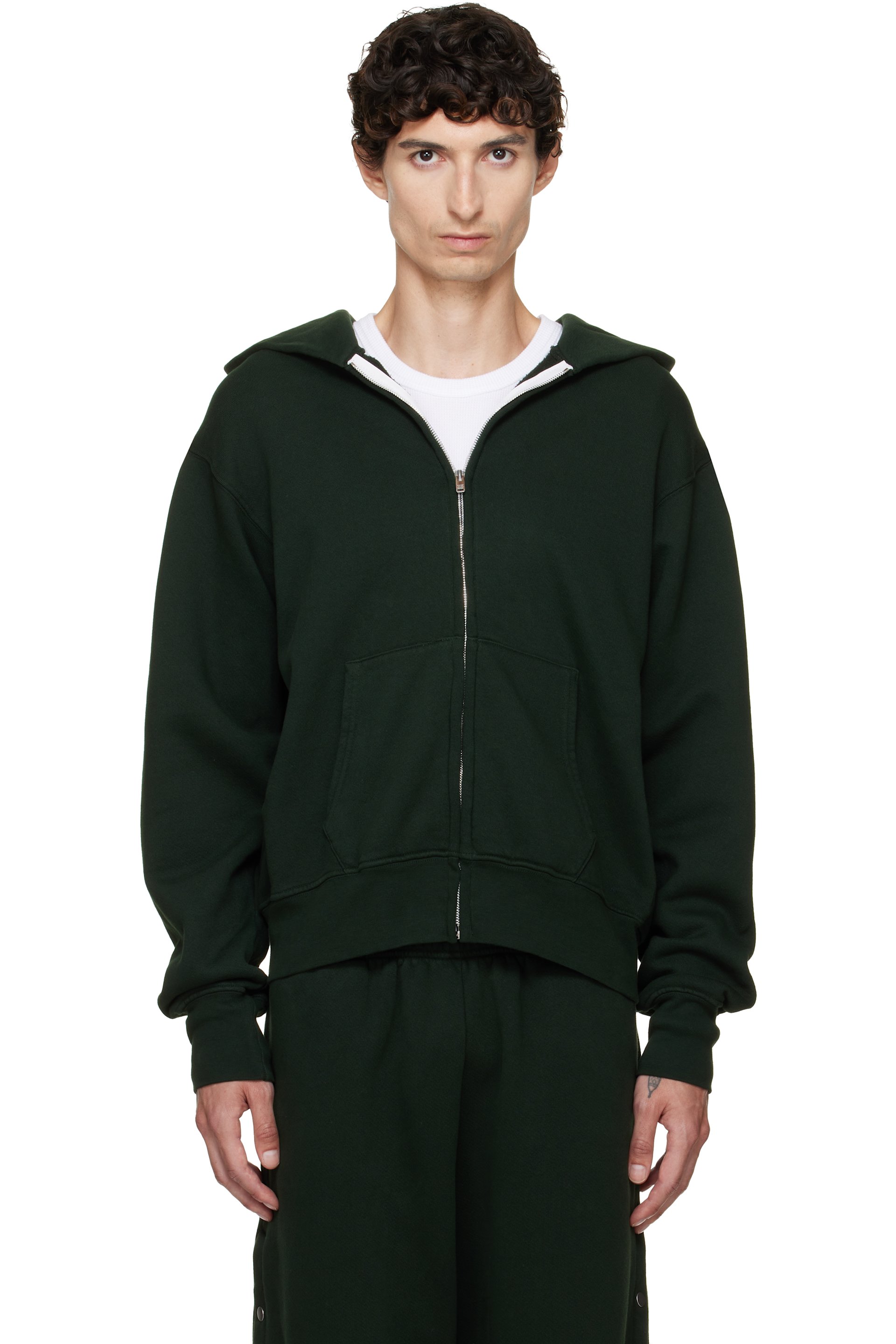 Les Tien - Green Heavyweight Zip Hoodie
