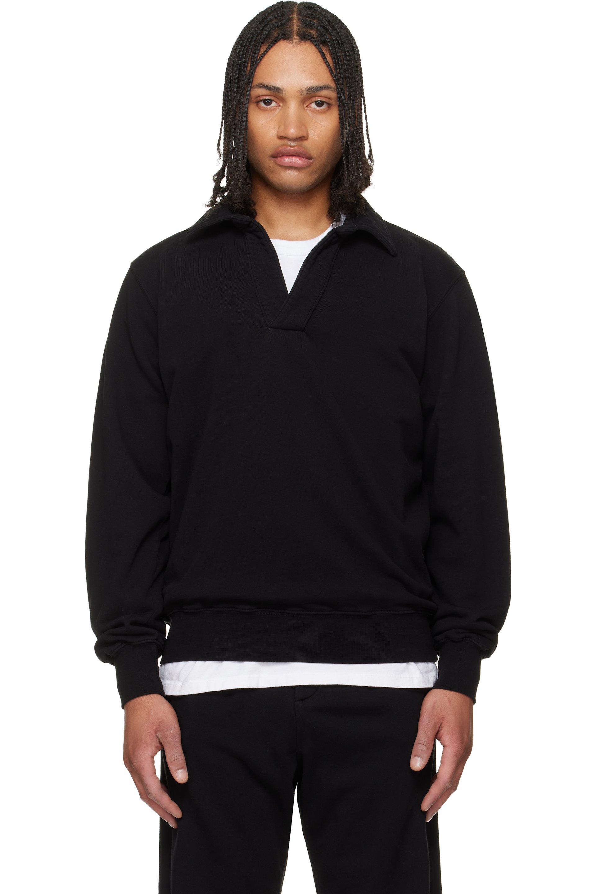Les Tien - Black French Terry Banded Polo