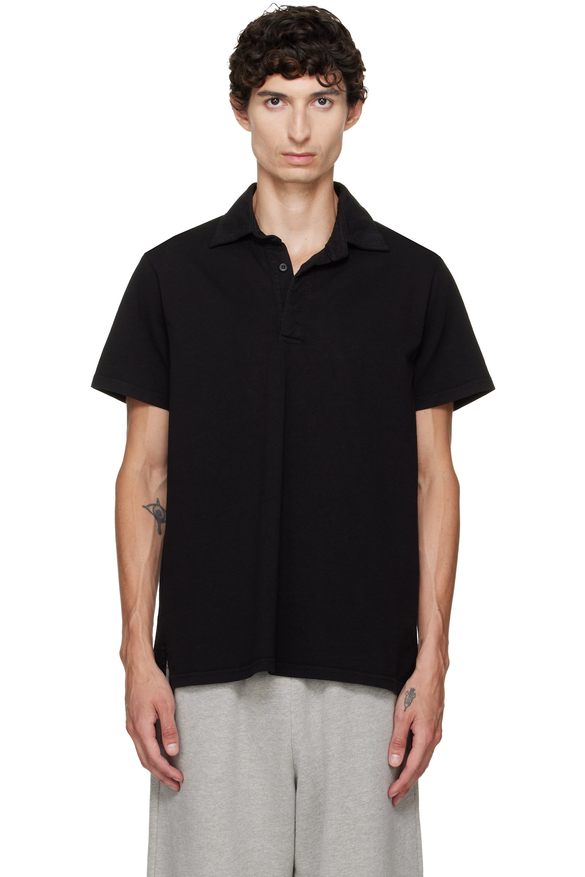 Les Tien - Black Short Sleeve Rugby Polo
