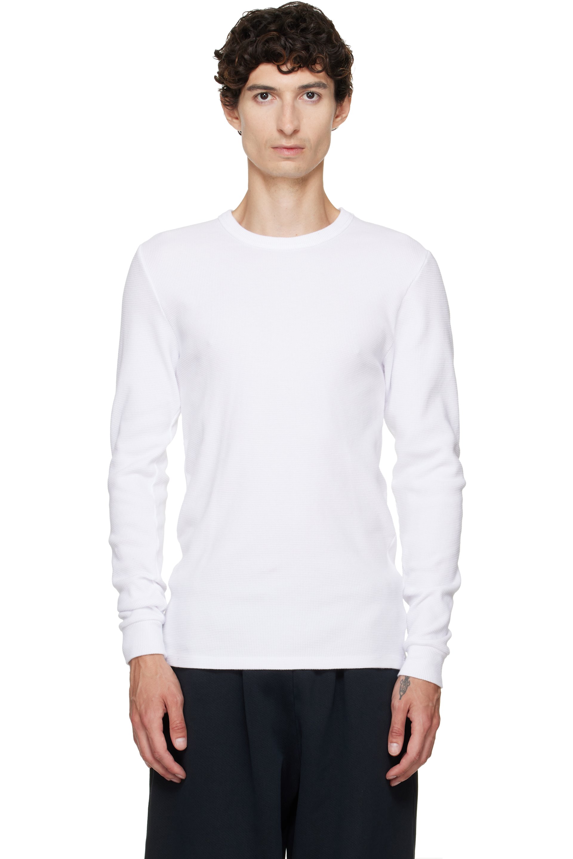 Les Tien - T-shirt ajusté à manches longues isotherme blanc