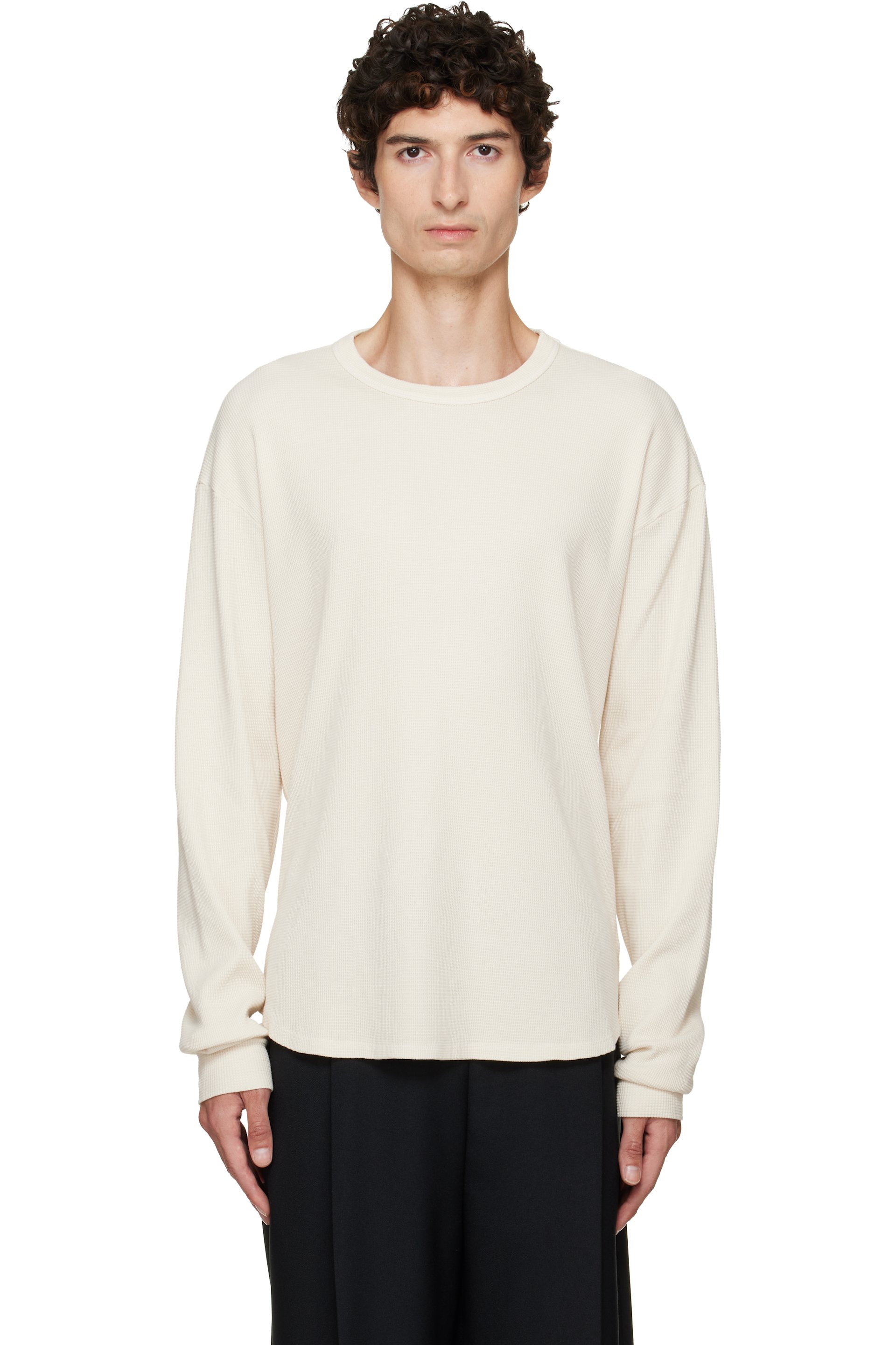 Les Tien - Off-White Thermal Baseball Hem T-shirt