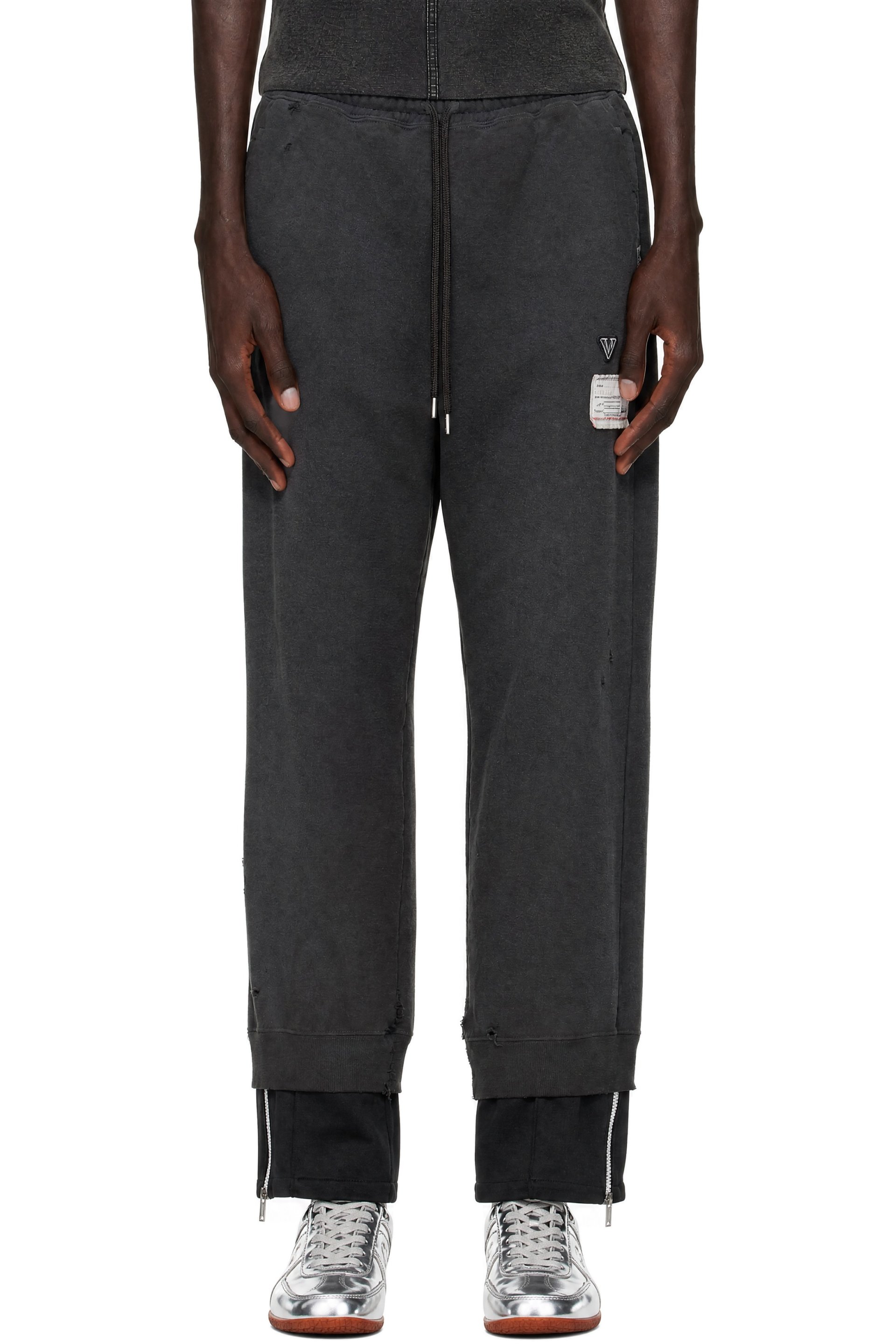 Maison MIHARA YASUHIRO - Gray & Black 'Track Pants Layered' Sweatpants