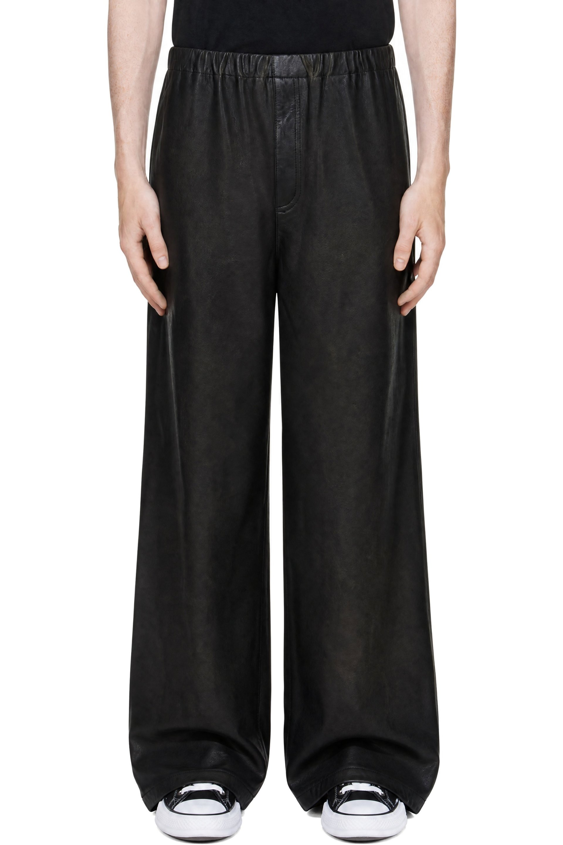 Maison MIHARA YASUHIRO - Black Coated Wide Faux-Leather Trousers