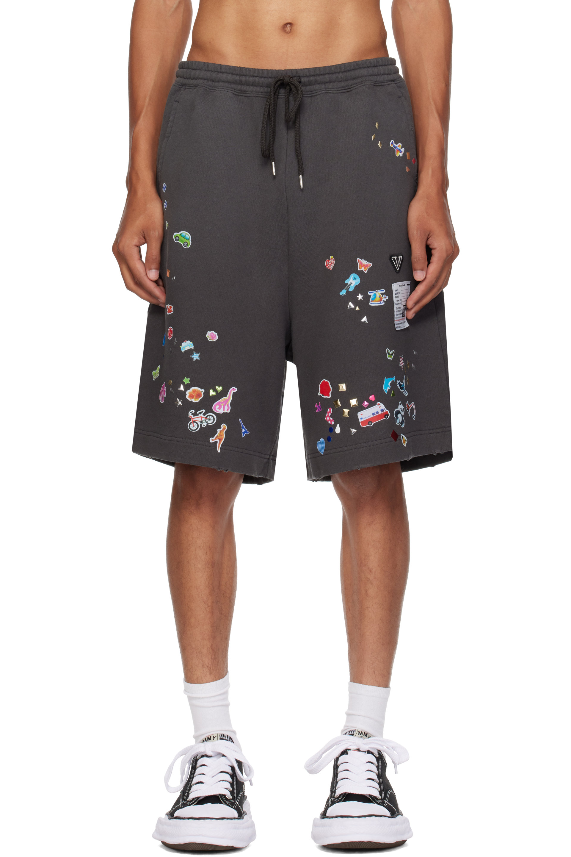 Maison MIHARA YASUHIRO - Gray Kids Sticker Printed Sweat Shorts