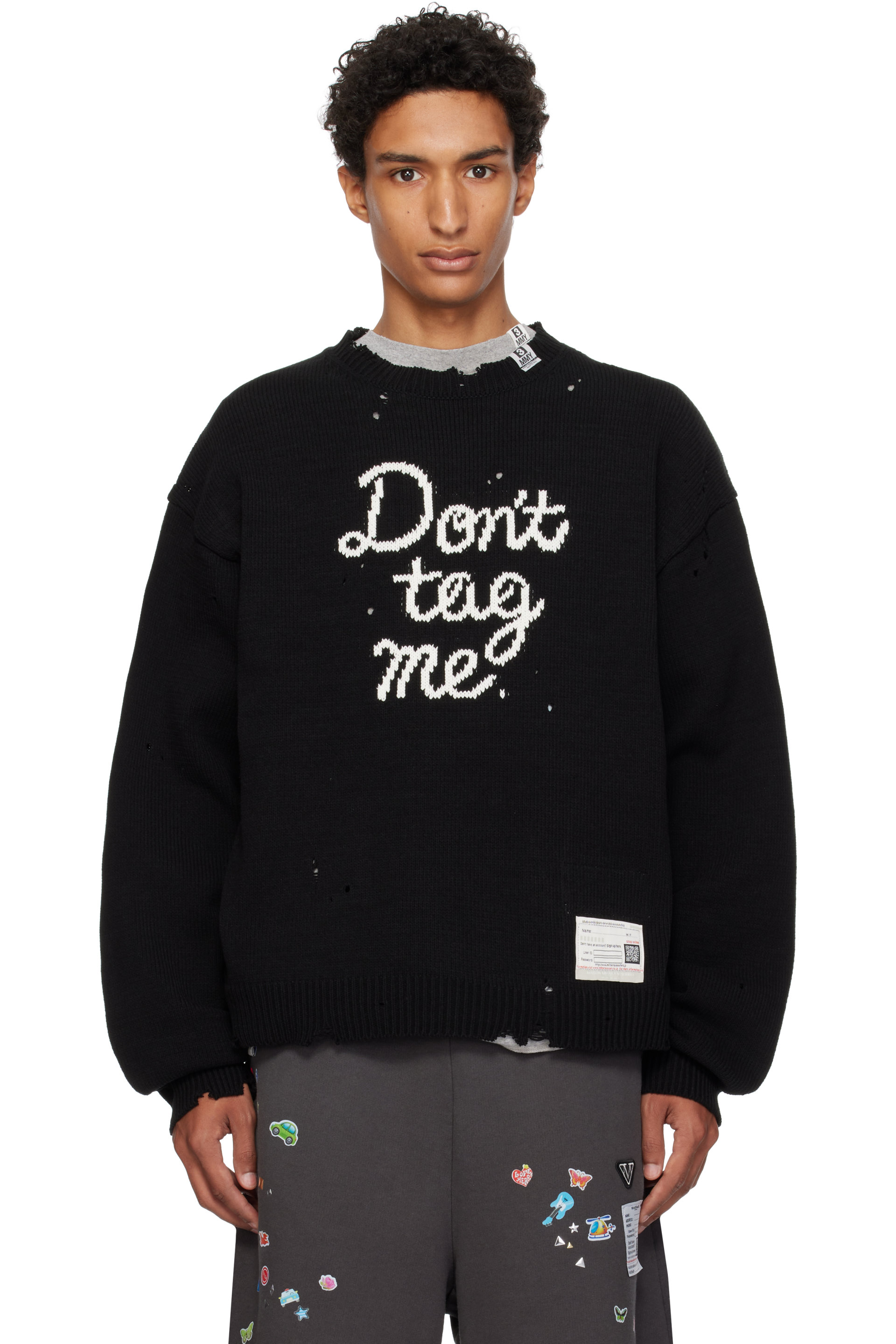 Maison MIHARA YASUHIRO - Black 'Don't Tag Me' Jacquard Knit Sweater