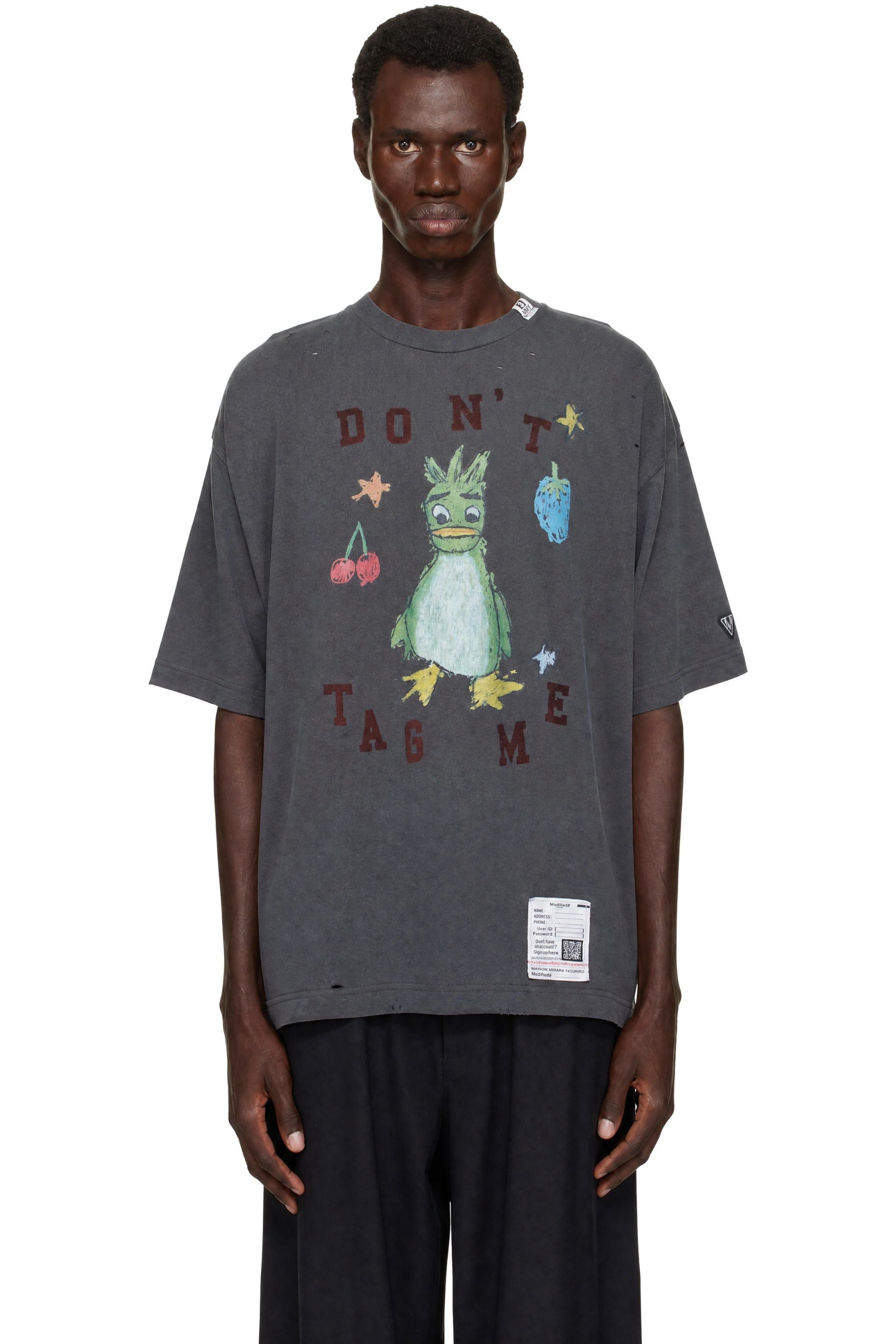 Maison MIHARA YASUHIRO - ブラック Leon Doodle プリントTシャツ