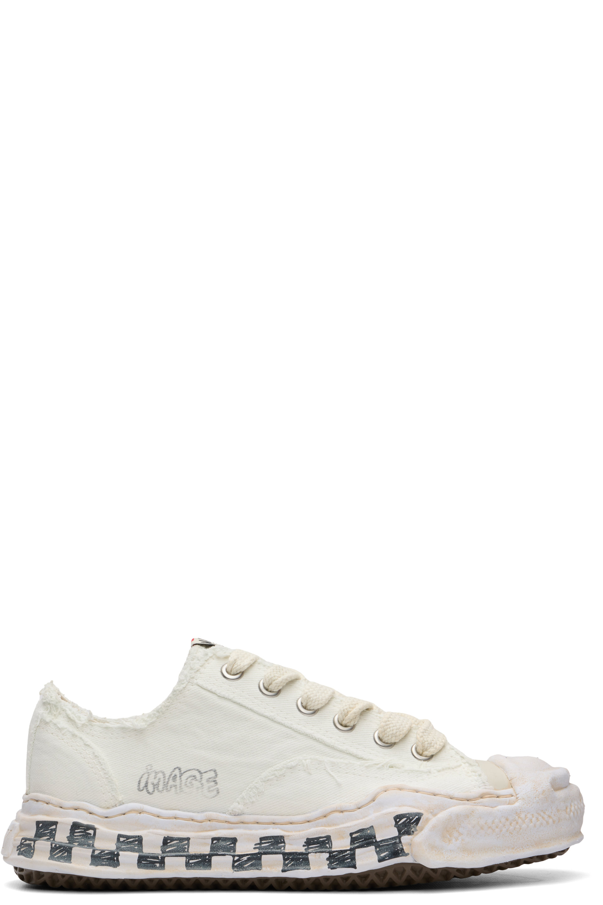 Maison MIHARA YASUHIRO - White 'Hank' OG Check Sole Canvas Low-Top Sneakers