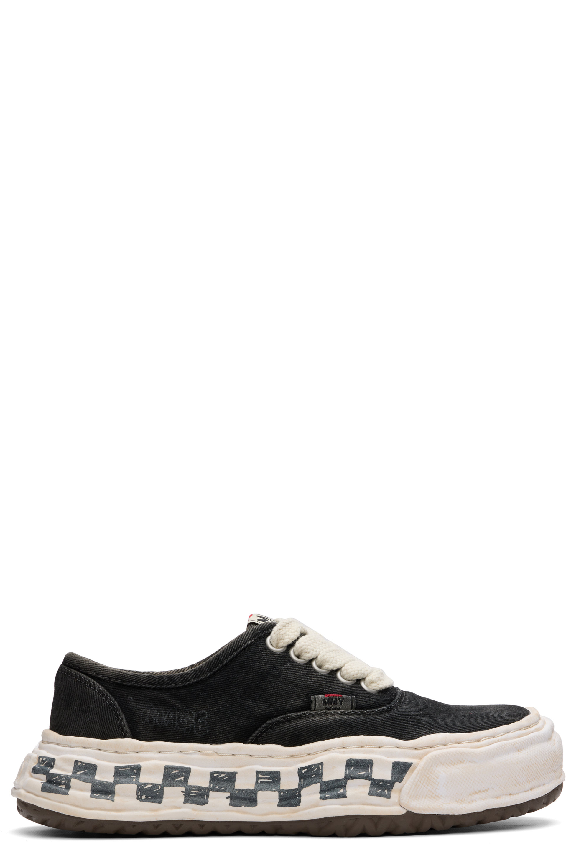Maison MIHARA YASUHIRO - Black 'Baker 26' OG Graffiti Check Sole Canvas Low-Top Sneakers
