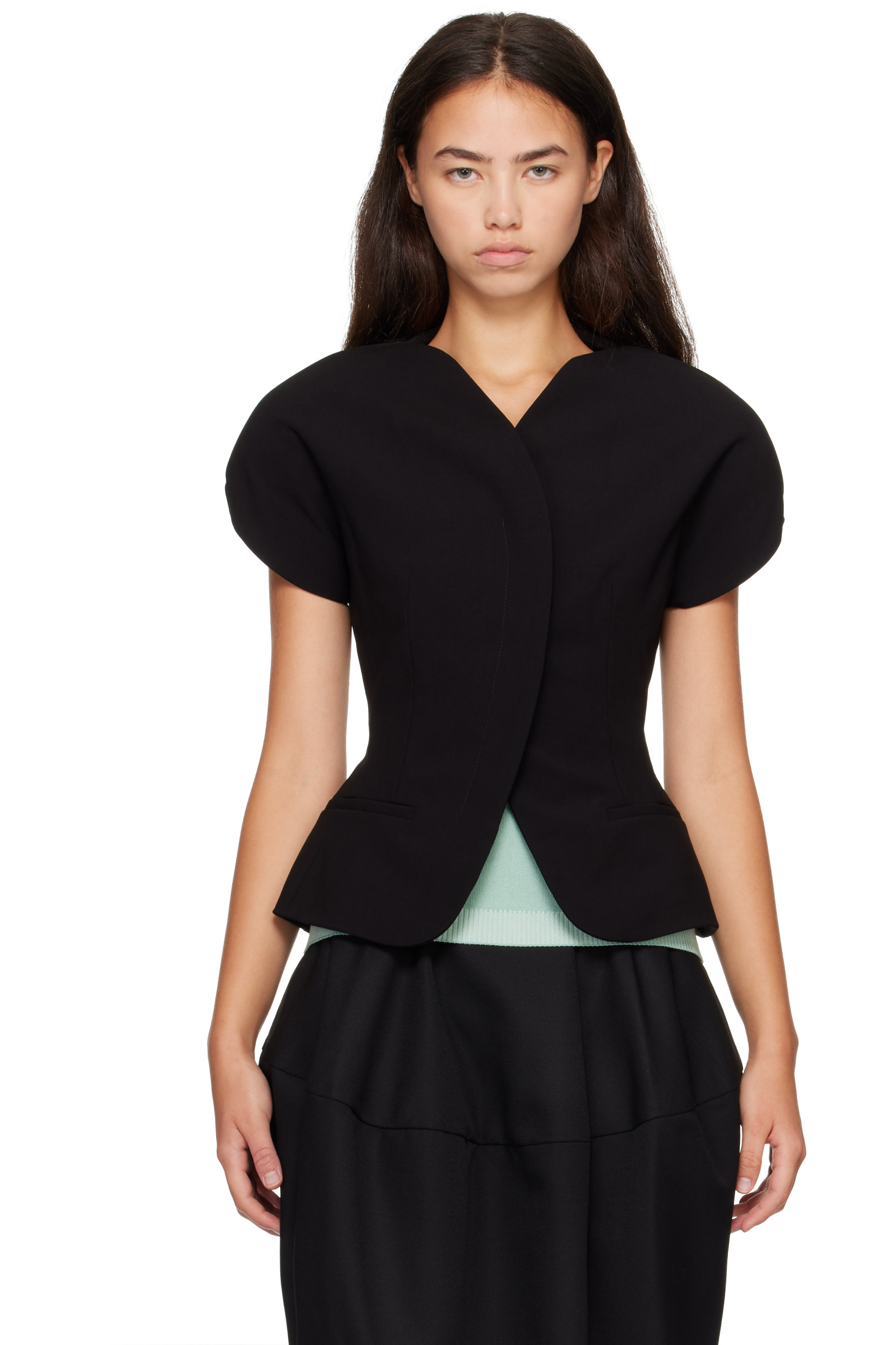 JACQUEMUS - Black  'The Ovalo short-sleeve' Blazer
