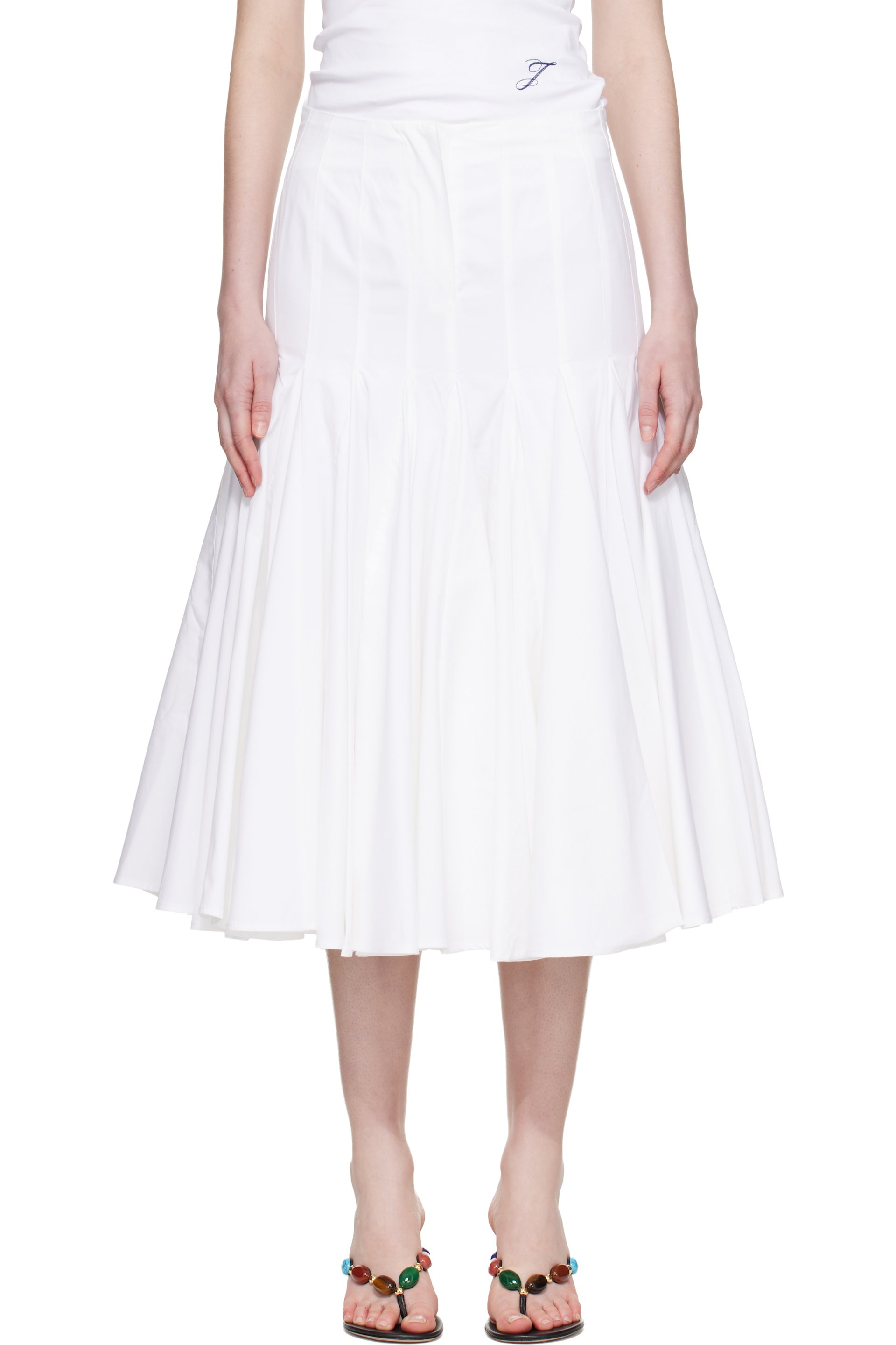 JACQUEMUS - White Plage 'The Agave' Midi Skirt