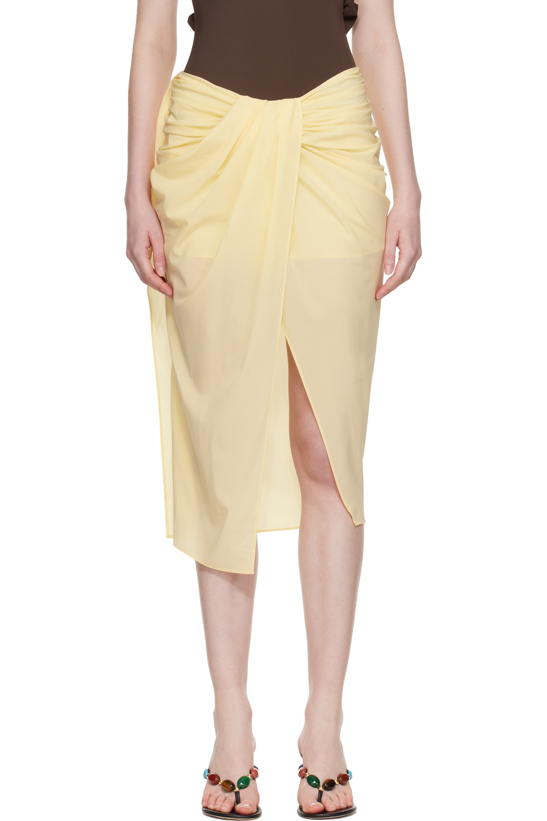 JACQUEMUS - Yellow Plage 'The Paréo' Midi Skirt