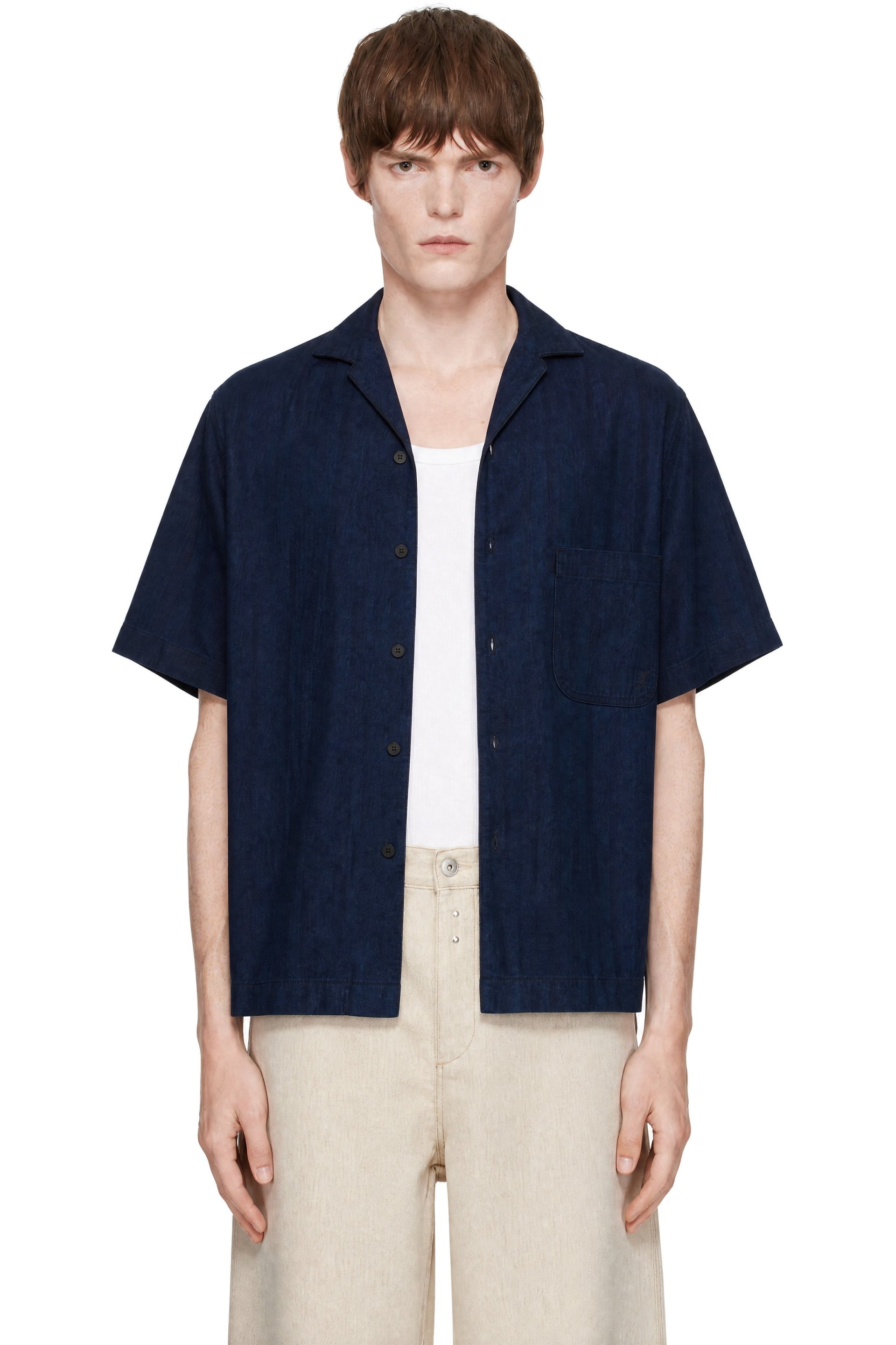 JACQUEMUS - Chemise de pyjama bleu marine en denim