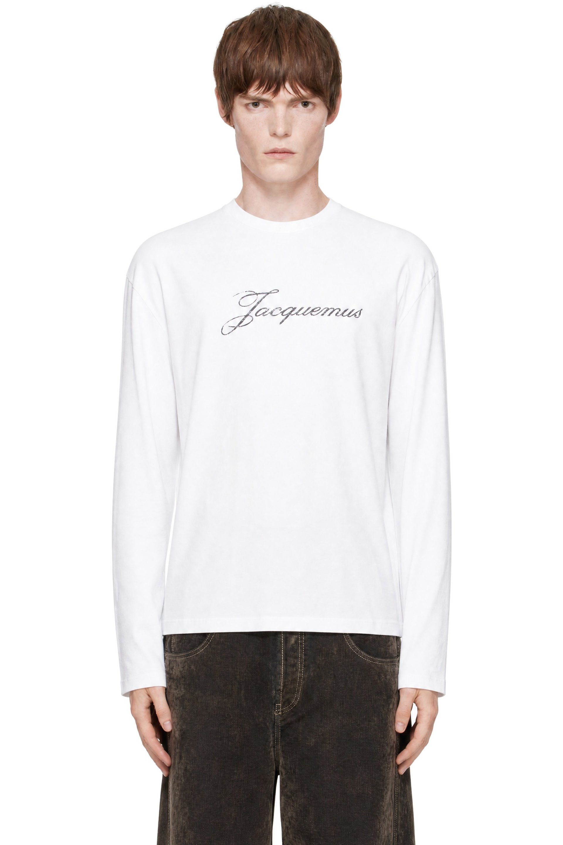 JACQUEMUS - T-shirt à manches longues blanc à logo