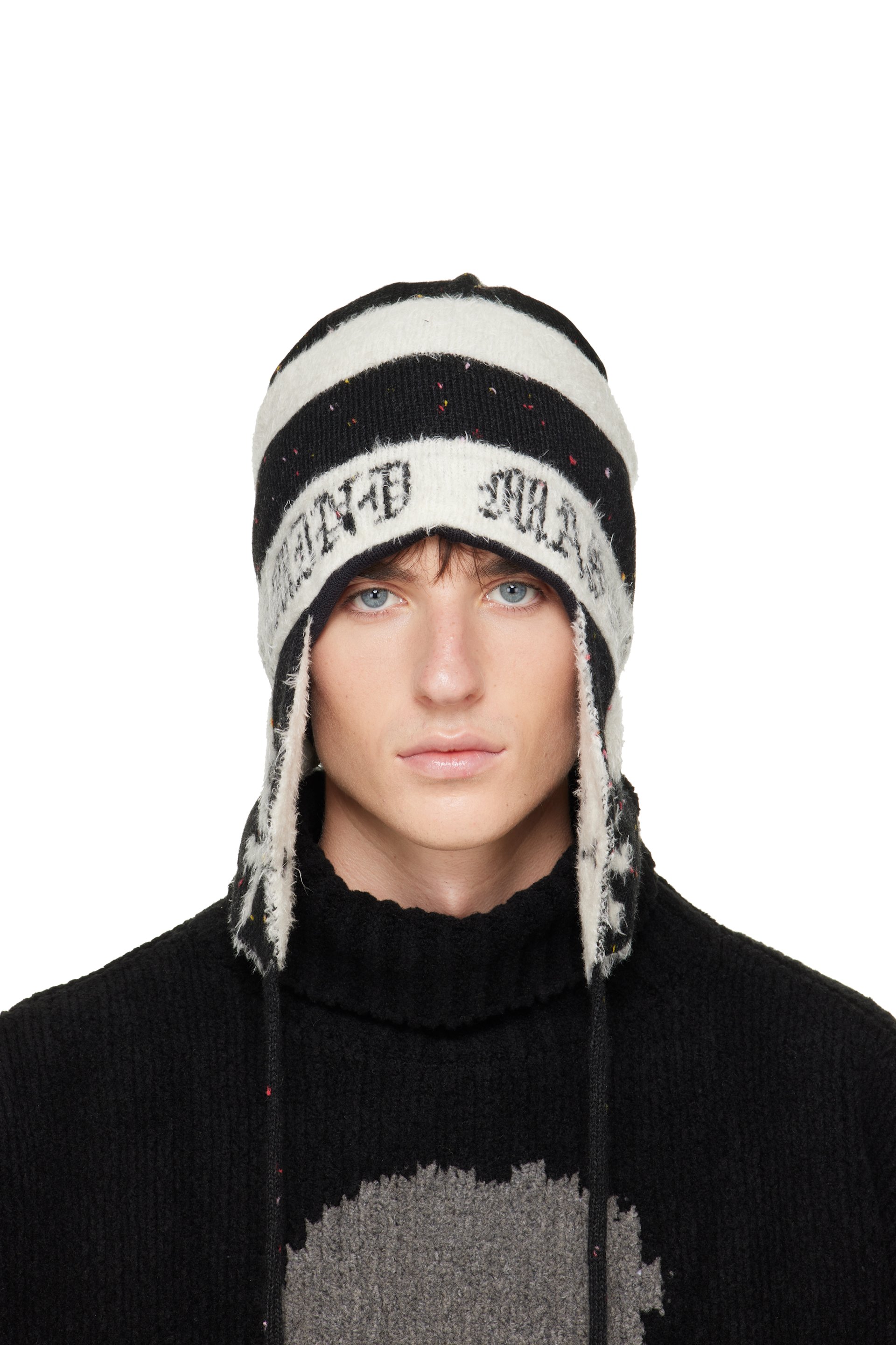 mastermind JAPAN - Black & White Cashmere Tweed Beanie