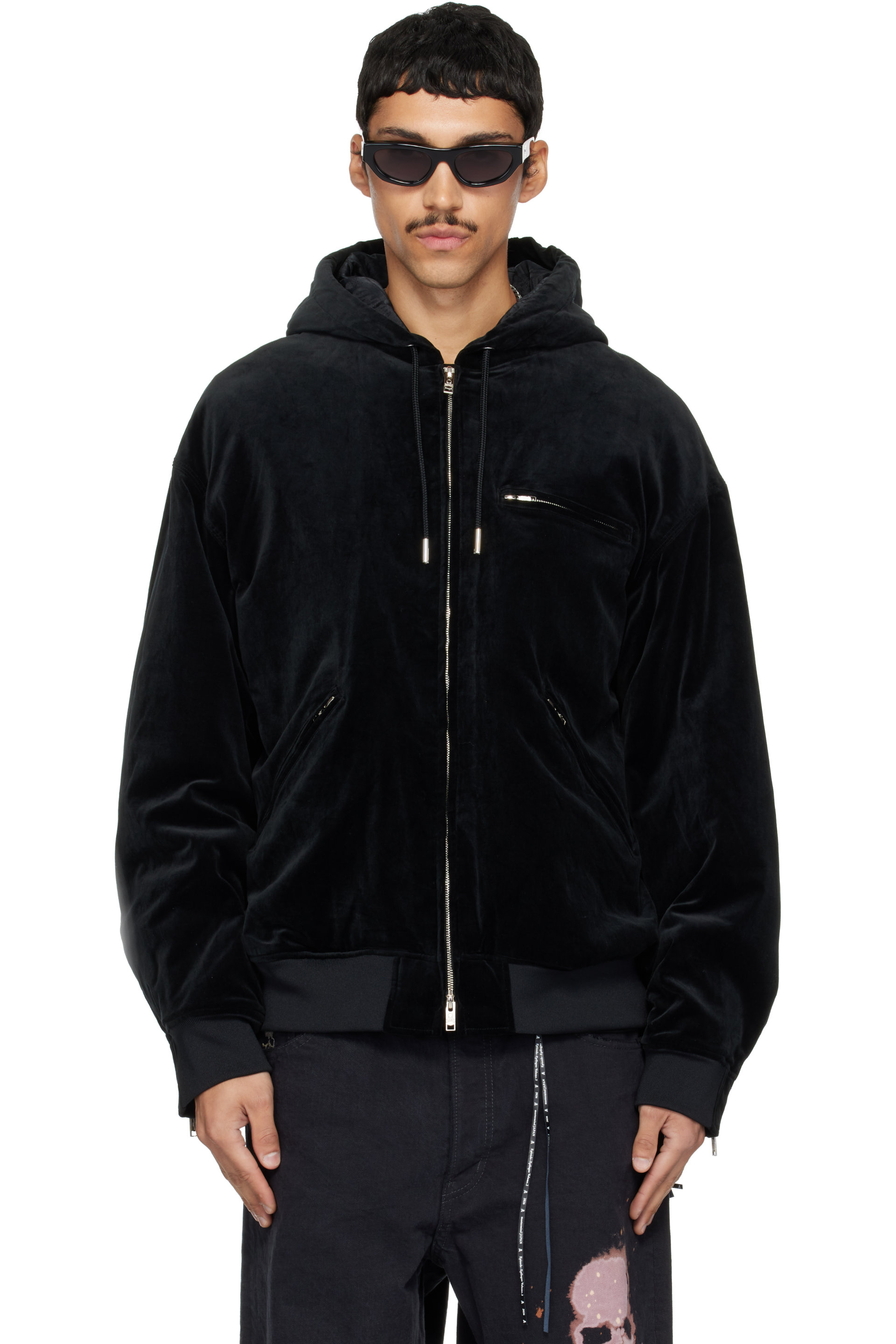 mastermind JAPAN - Black MJ Velveteen Hooded Work Jacket
