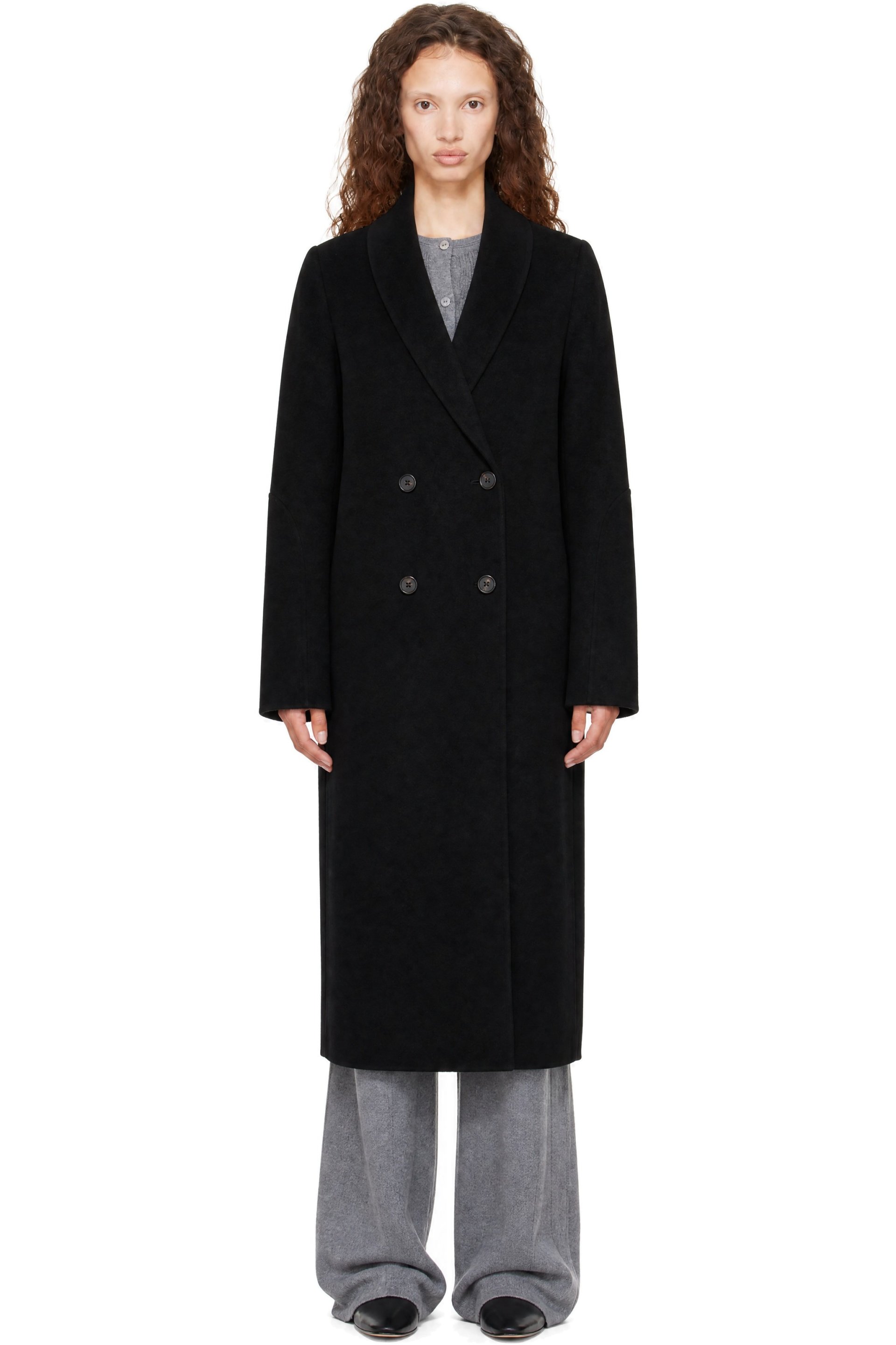 LISA YANG - Black Doublé Shawl Coat