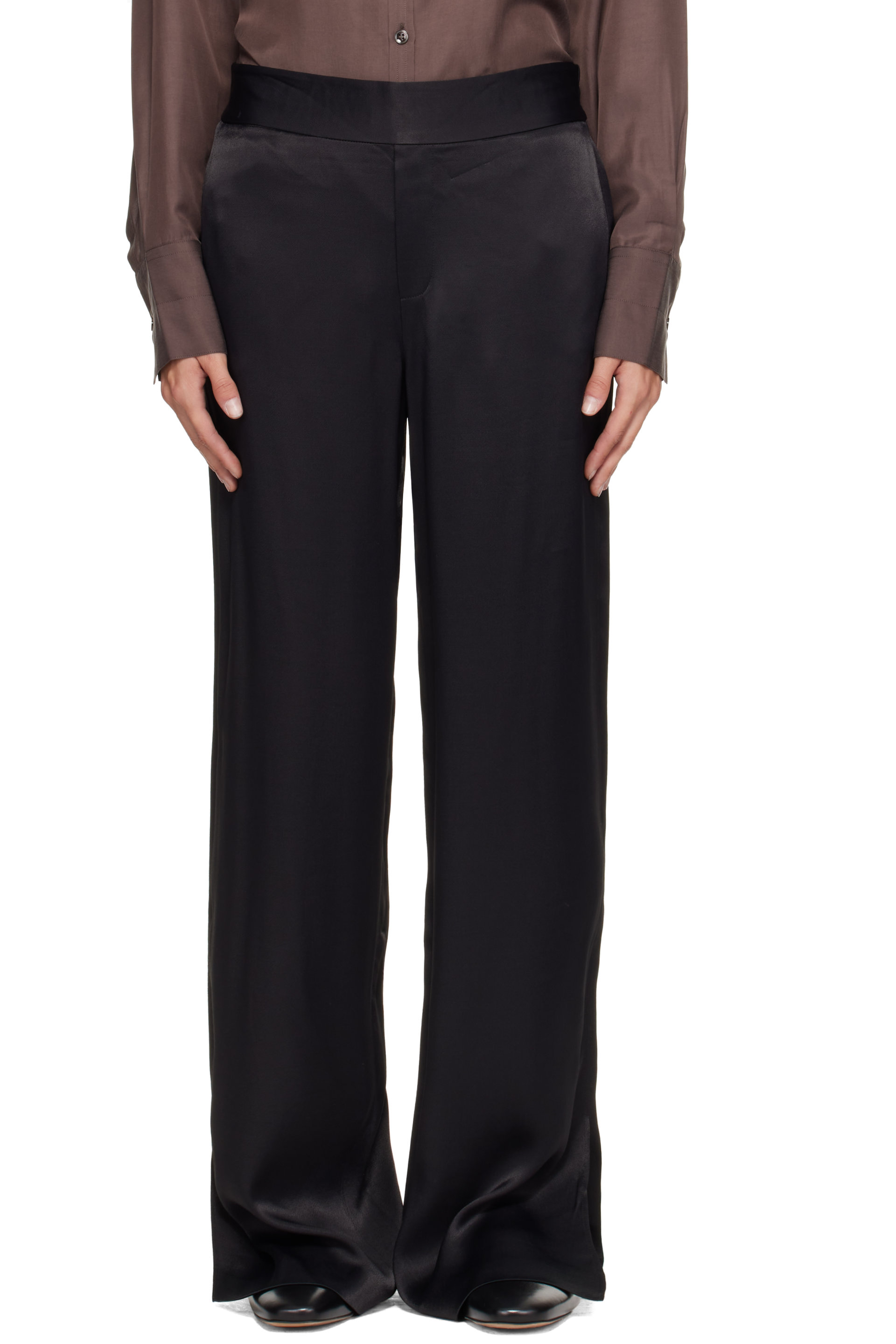 LISA YANG - Black Straight Leg Trousers