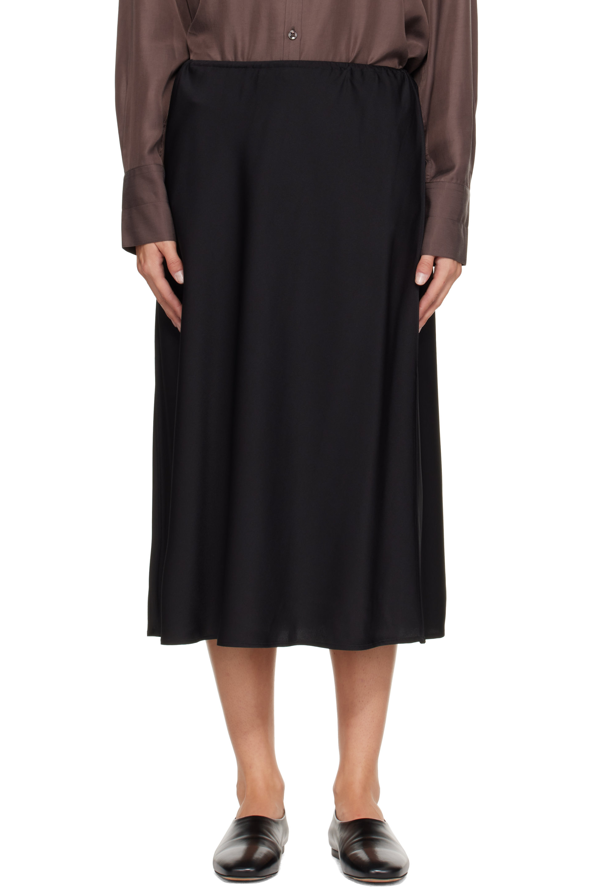 LISA YANG - Black Silk Midi Skirt