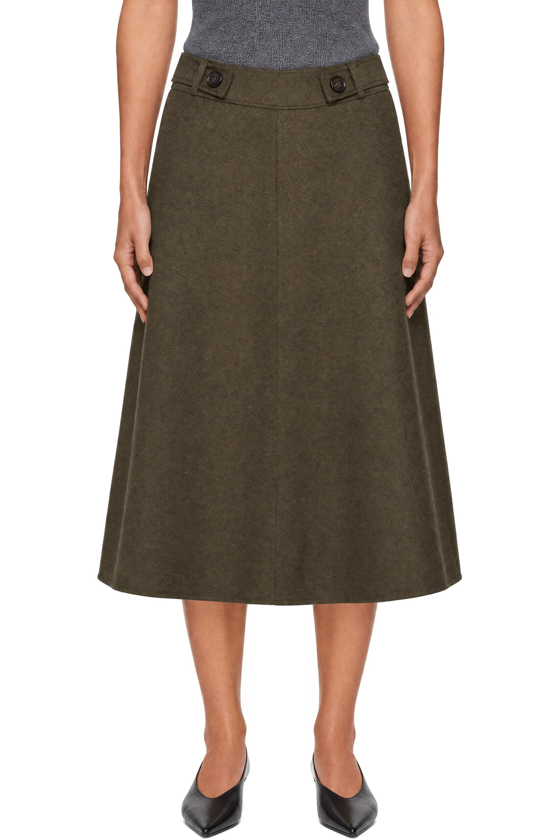 LISA YANG - Khaki Doublé Midi Skirt